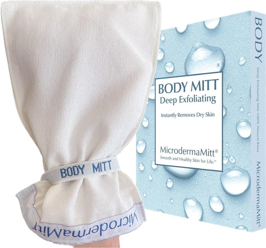 Microdermamitt Deep Exfoliating Mitt for Shower - Premium Dead Skin Remover & Exfoliator Body Scrubber - Turkish Kese Glove for Keratosis Pilaris - Natural Skin Care for Smooth, Radiant Results image number 6