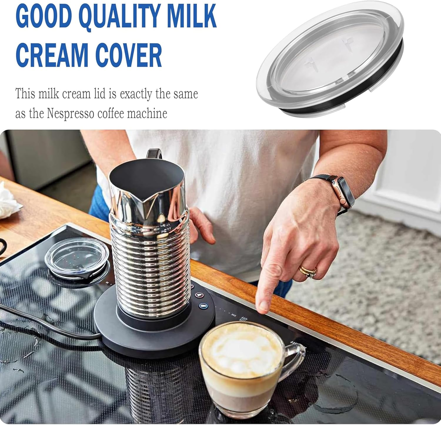 2 Pcs Milk Frother Transparent Lid,Milk Frother Lid for Nespresso Aeroccino 3 3R,Milk Foam Confidential Seal Replacement Lid,3593 & 3594 Seal Parts