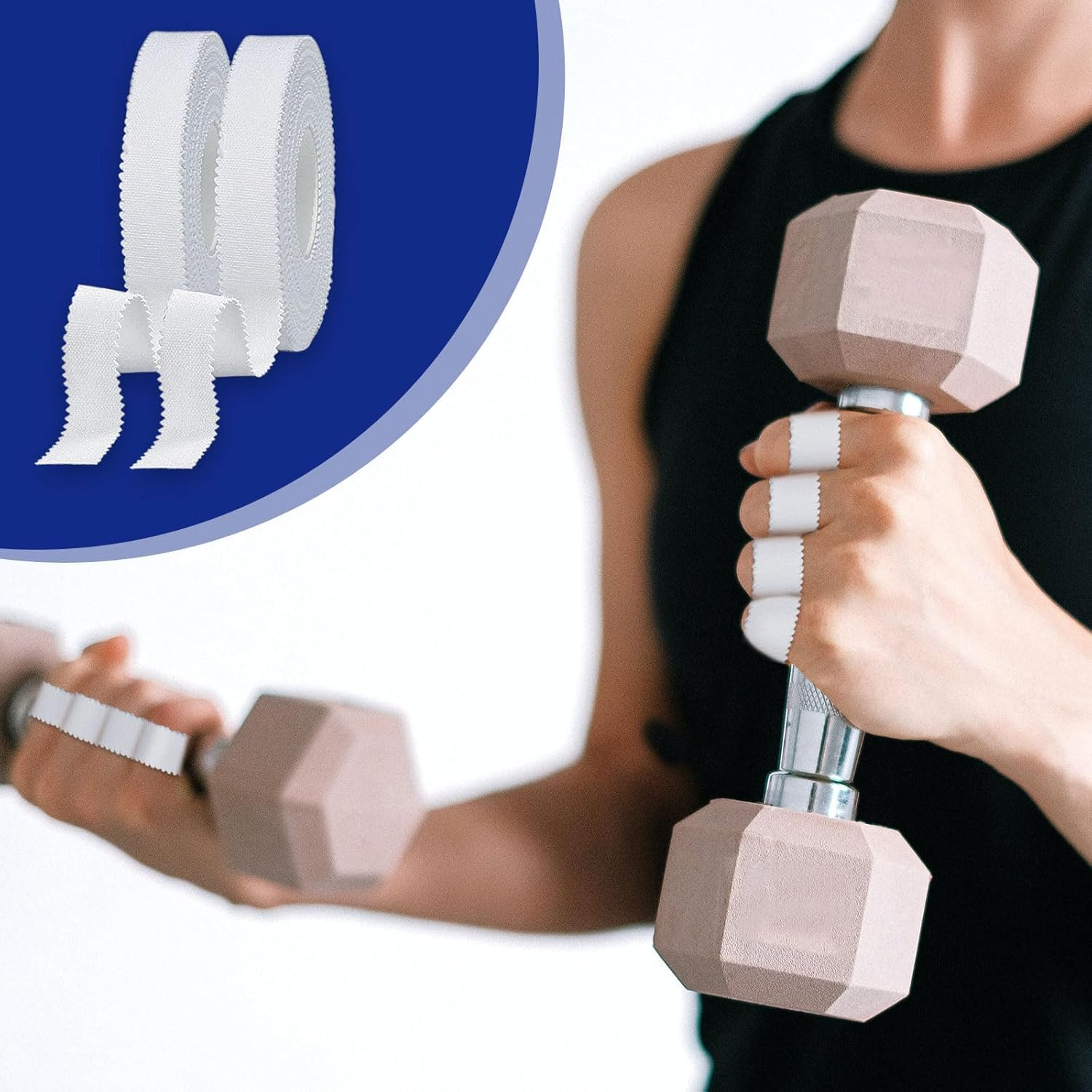 Breathable Fabric Strapping Wrist Finger Tape, 6 Roll Breathable Wrist Finger Easy-Tear Strapping Tape, White Athletic Fingers Tapes Sports Tapes for Knee,Hands image number 3