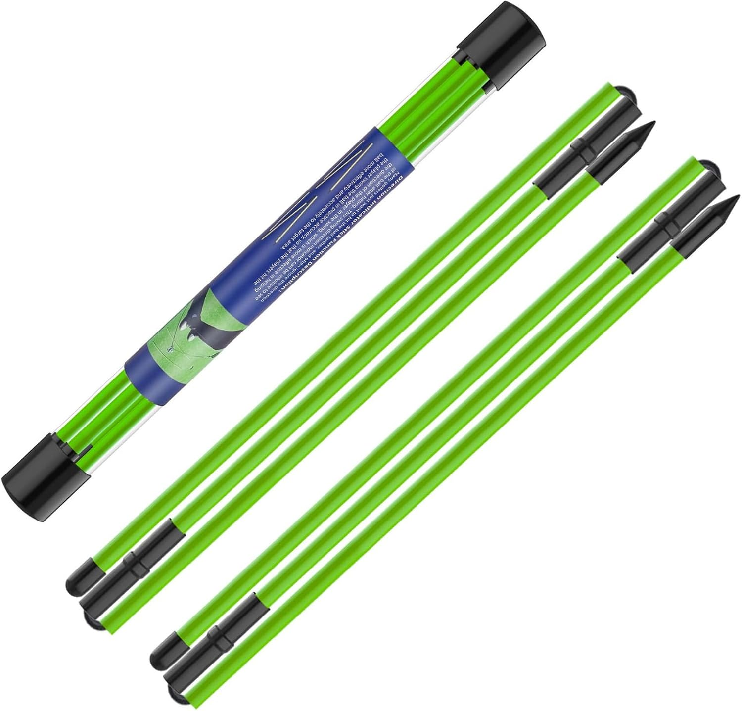 2 Pack Golf Alignment Sticks - Collapsible Golf Practice Rods for Aiming, Putting, Full Swing Trainer, Posture Corrector with Clear Tube Case, Golf Training Equipment