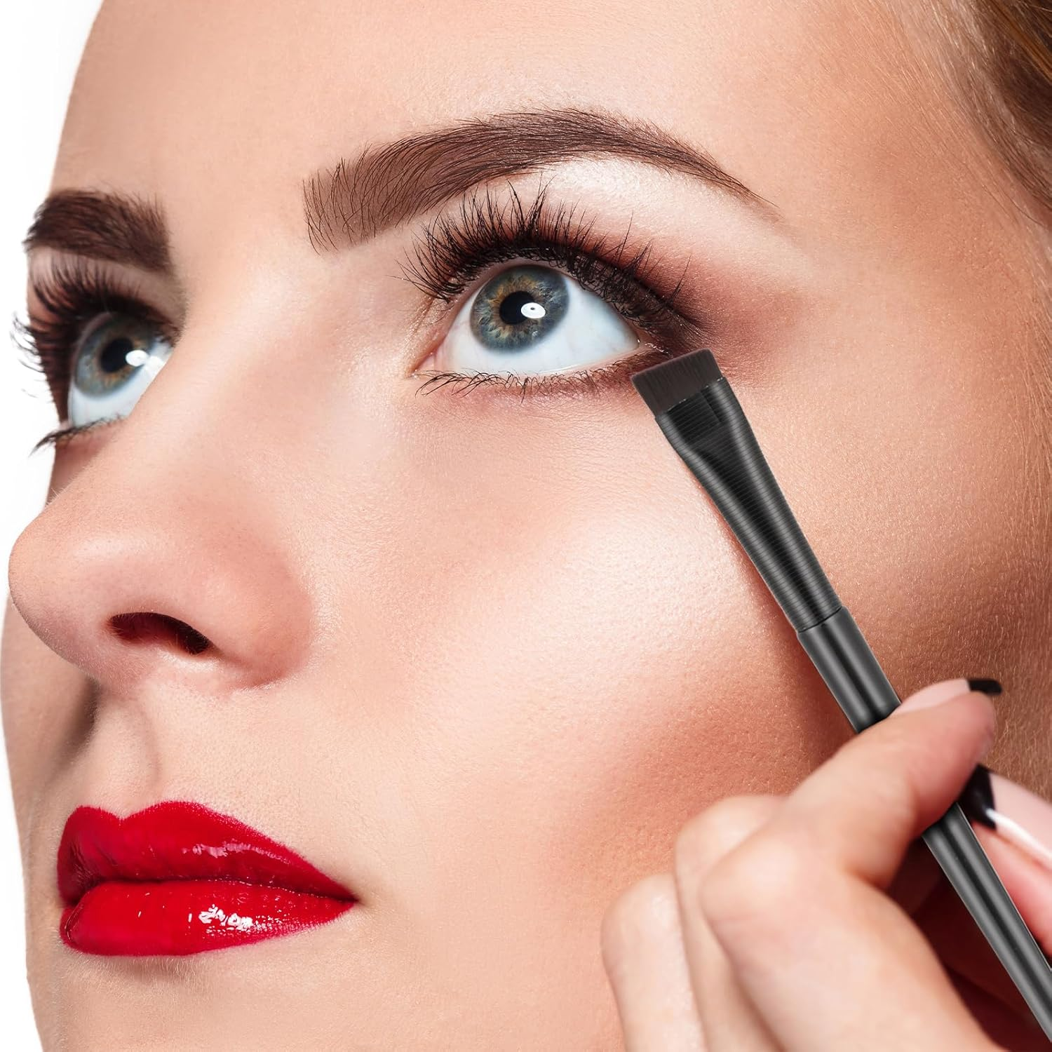 12 Pack Eyebrow Tint Brush Set - Angled Eyeliner, Flat Ultra Thin Eyeshadow Brush, Eye Makeup Applicator - Fine Slanted Eyebrow Brush image number 1