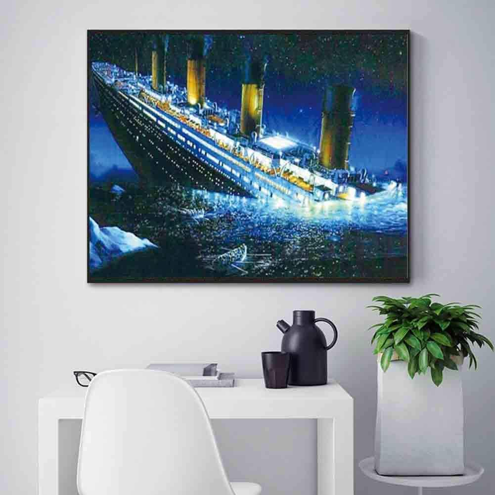 5D Diamond Painting Kits, Titanic Shipwreck Sea Boat WOWDECOR Full Drill DIY Diamond Art Cross Stitch Paint by Numbers