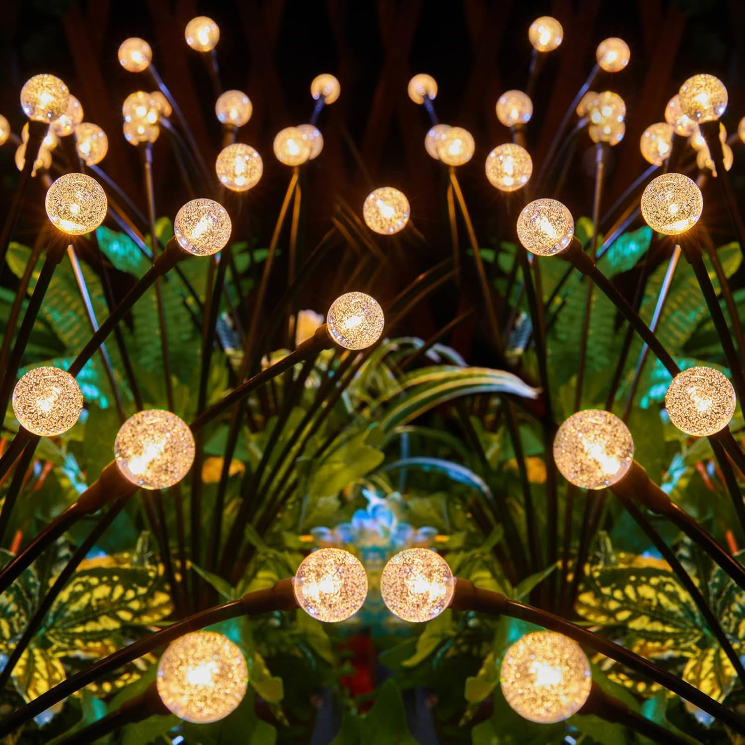 Solar Lights Outdoor, New Upgraded Firefly Light with 40LED Crystal Bubble Bulbs, Big Bulb,Waterproof, Sway by Wind, Solar Garden Lights for Patio Pathway Christmas Decorations (Warm White 4 Pack)