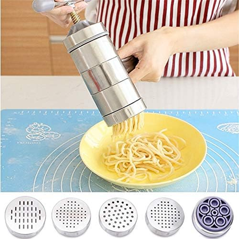 Kitchenware Gadgets Household Stainless Steel Manual Pasta Machine Hand Pressure Noodle Machine Noodle Maker with 5 Models Kitchenware Gadgets