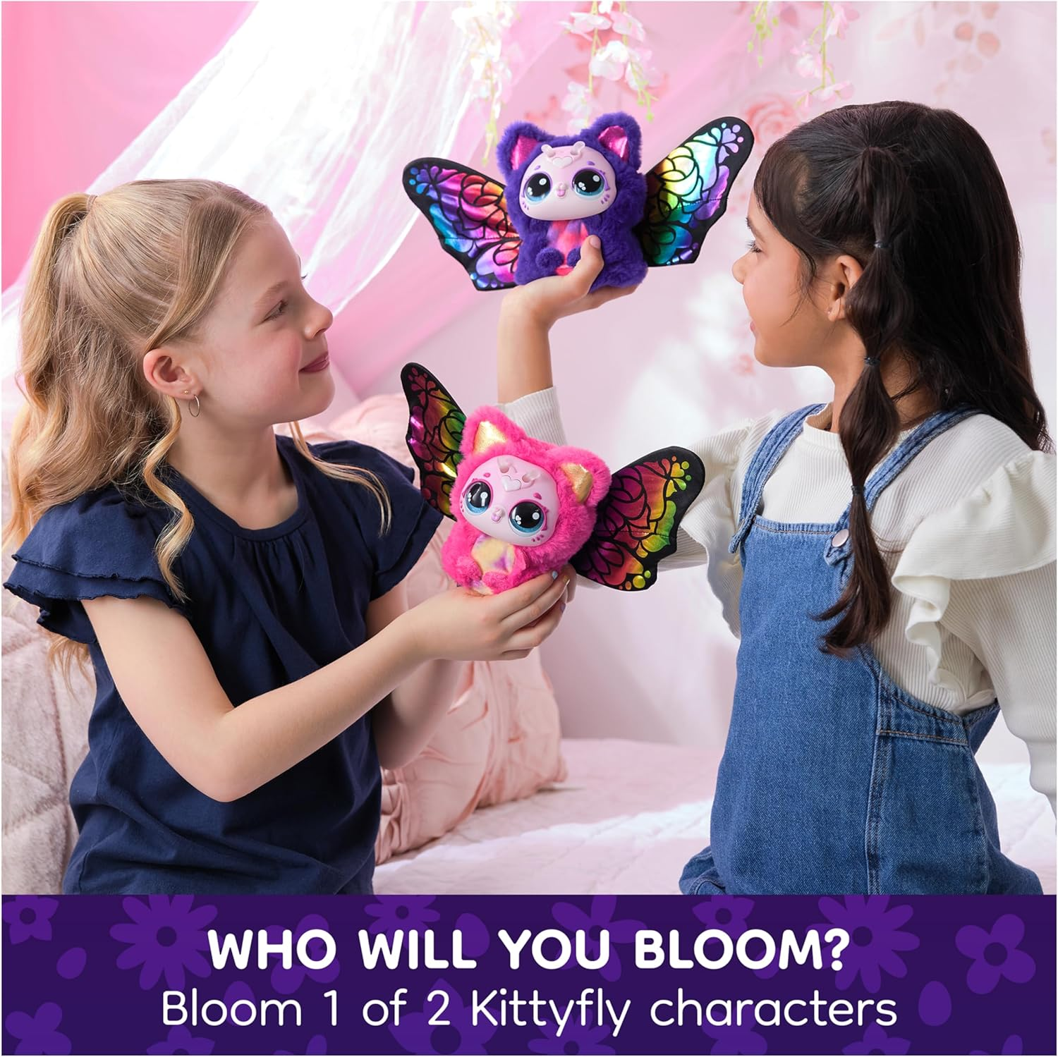 Bloomables by Hatchimals, Kittyfly Surprise Interactive Toy and Flower with Repeatable Reveal and Transformation, 100+ Sounds and Reactions (Styles Vary), Kids Toys for Girls and Boys. image number 1