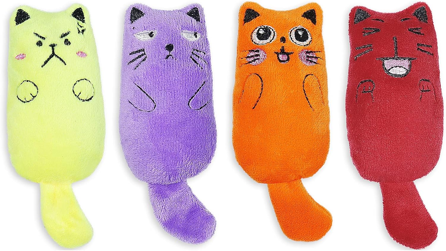 SCHITEC Catnip Toys, [4 PCS] Soft Plush Cat Nip Chew Toy for Indoor Cats, Interactive Kitten Pillow Kitty Teething Toy image number 4