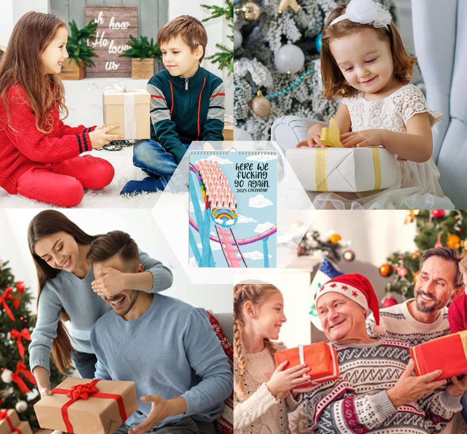 Here We Go Again 2025 Calendar New Version Roller Coaster Snarky Funny Sarcastic Humorous 12 Month Wall Hanging Time Day Planner Family Home Office Classroom Desk Friend Christmas Gift Adult