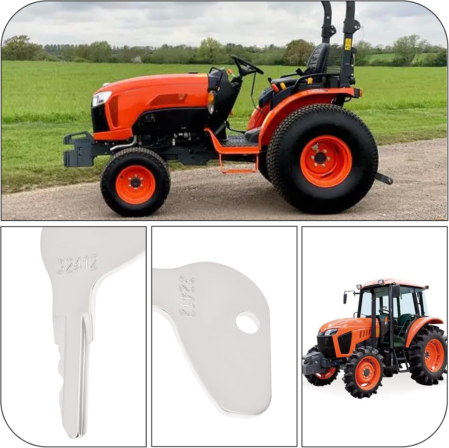 SG Store 5Pcs Tractor Ignition Switch Key 32412 H32412 35260-31852 Compatible with Kubota L G M Series Compatible with Mahindra Mitsubishi image number 1