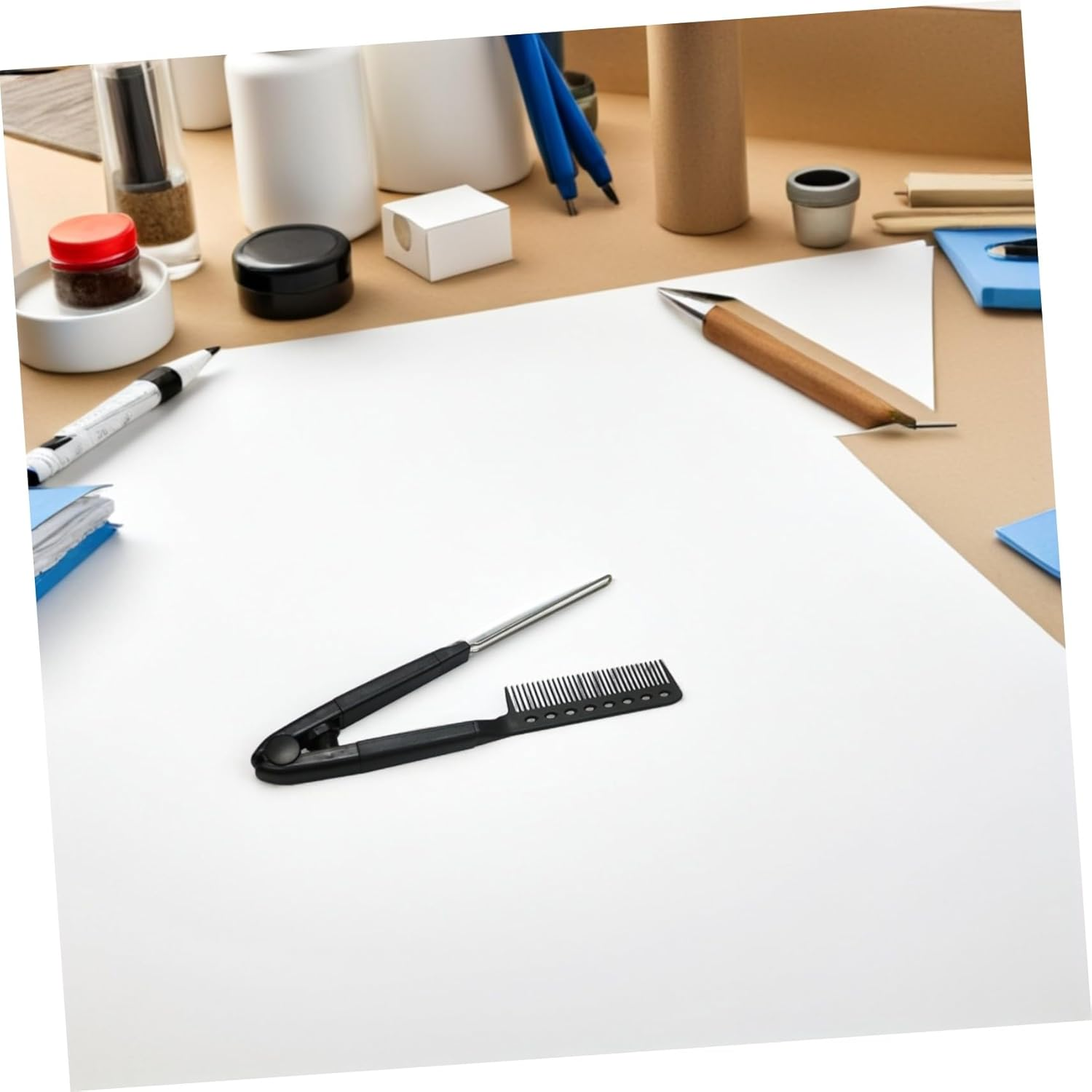 Healvian Shaped Hair Straightening Comb Brush Smooth Close Teeth Multipurpose Hair Tool for Detangling and Styling Skin Friendly Design for Comfortable Grip and Long Term Use Black image number 5