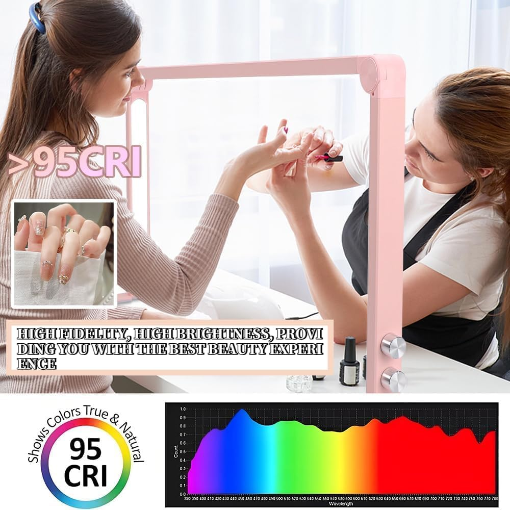 CHUCII Nail Light, Foldable Nail Table Lamp with 3 Color Temperature 3000K-6000K, for Manicure, Lash, Skincare (Pink) image number 1