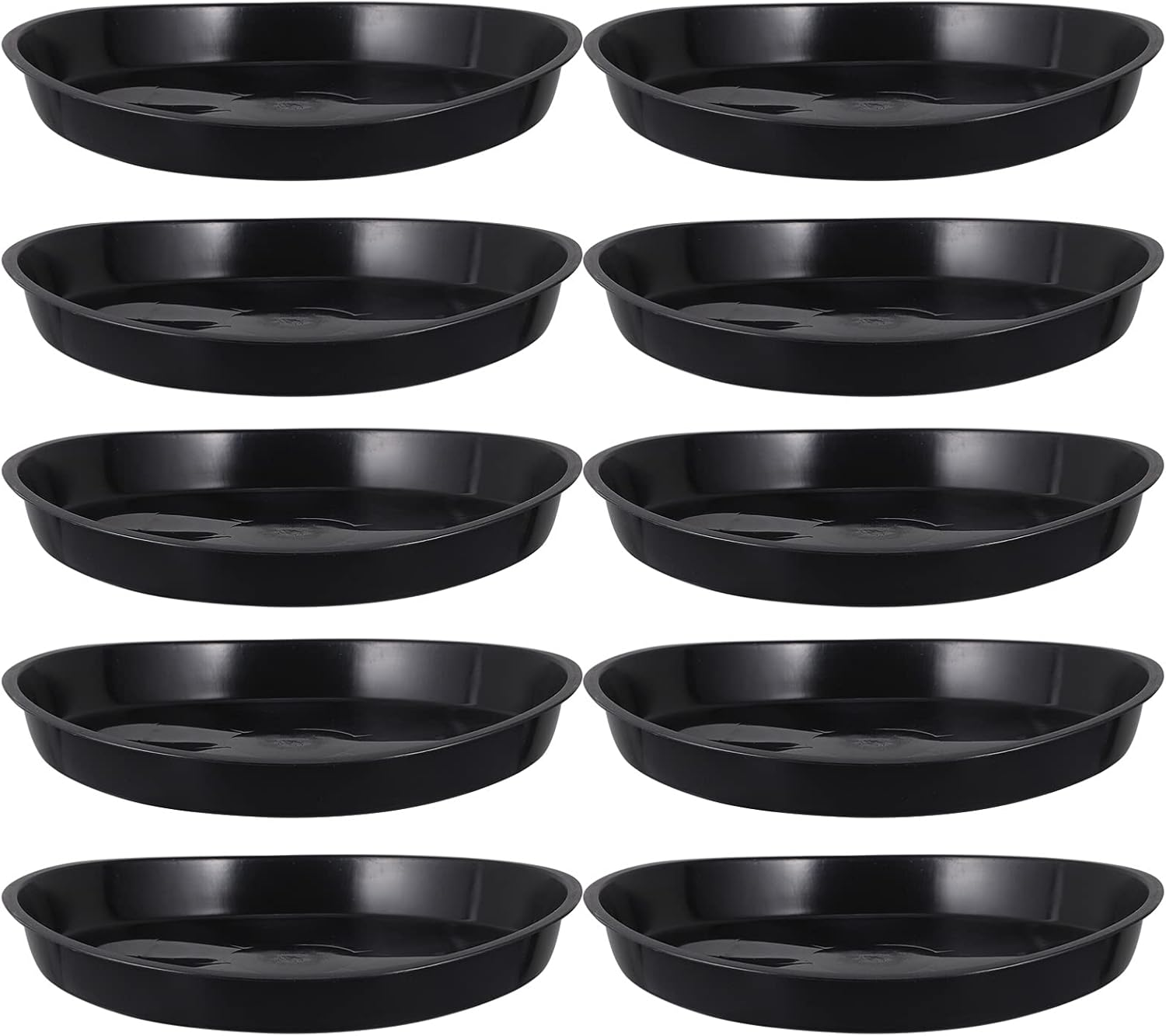 BEBEMOKO 10 Pcs Black Plastic Bonsai Trays and Flowerpot Pallets for Indoor Gardening with Drip-Resistant Planter Base Suitable for Household Potted Plants and Balcony Use