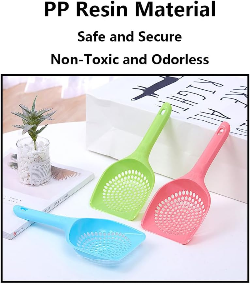 Cat Litter Scoop, 3 Pcs Small Plastic Cat Litter Box Sifter with Ergonomic Handle, Pet Litter Shovel for Cat Sand Toilet Cleaning, Blue image number 2