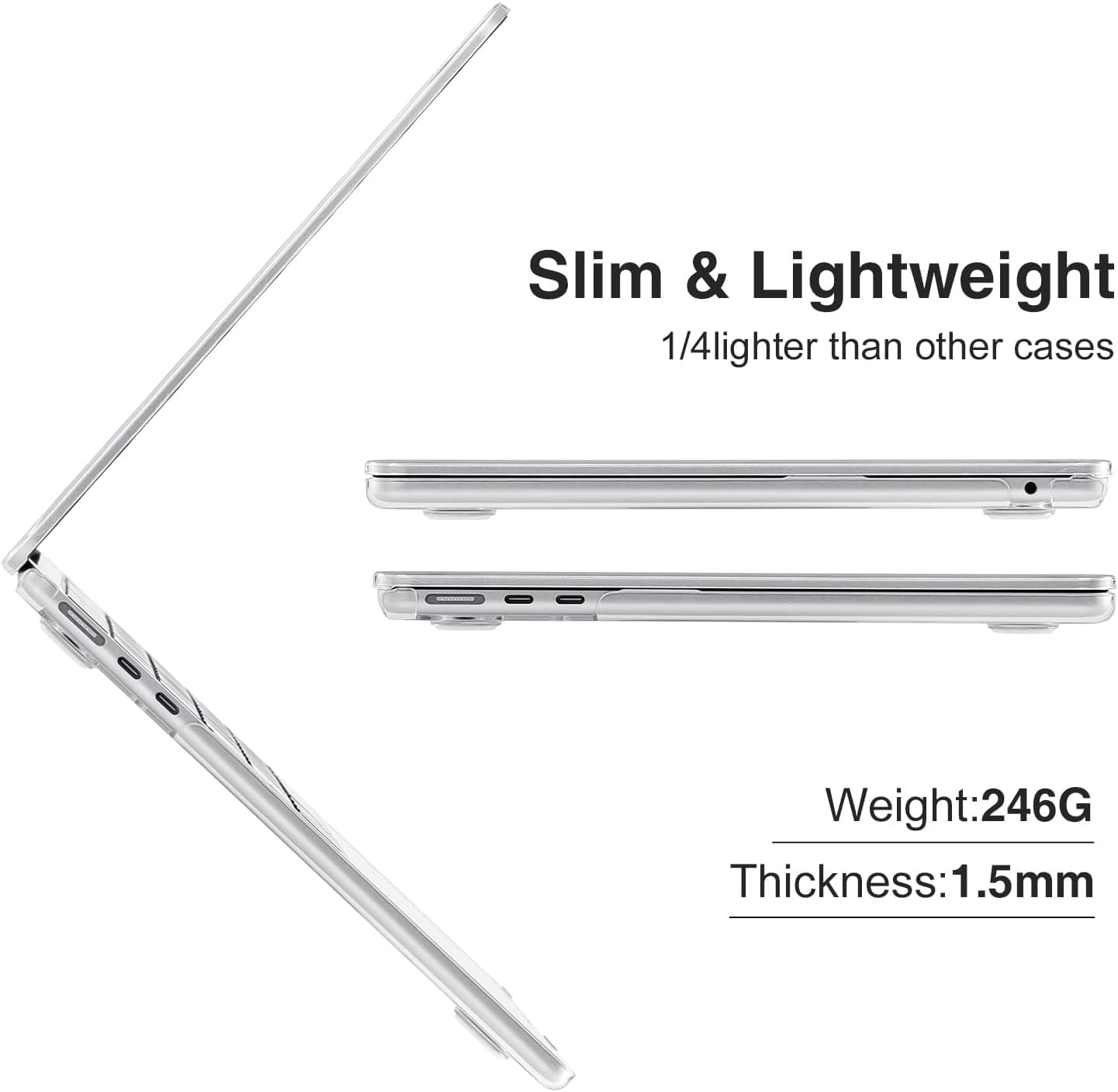 Eoocoo Compatible with Macbook Air 13 Inch Case for 2025-2022 M4 M3 M2 Model A3240 A3113 A2681, Protective Plastic Hard Case Cover Shell for Macbook Air 13.6 Inch - Crystal Clear