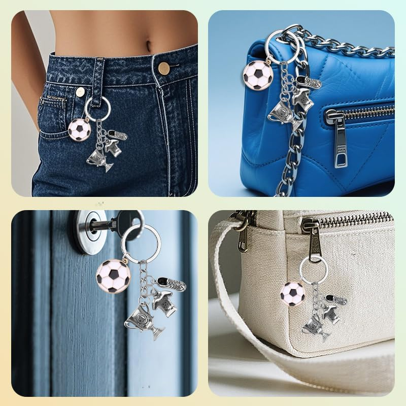 Soccer Player Birthday Gifts for Nephew Son Soccer Keychain for Boys Grandson Football Players Graudation Gifts for Students Team Football Keychains for Men Coach Trainer Car Keychain for Keys Wallet image number 4