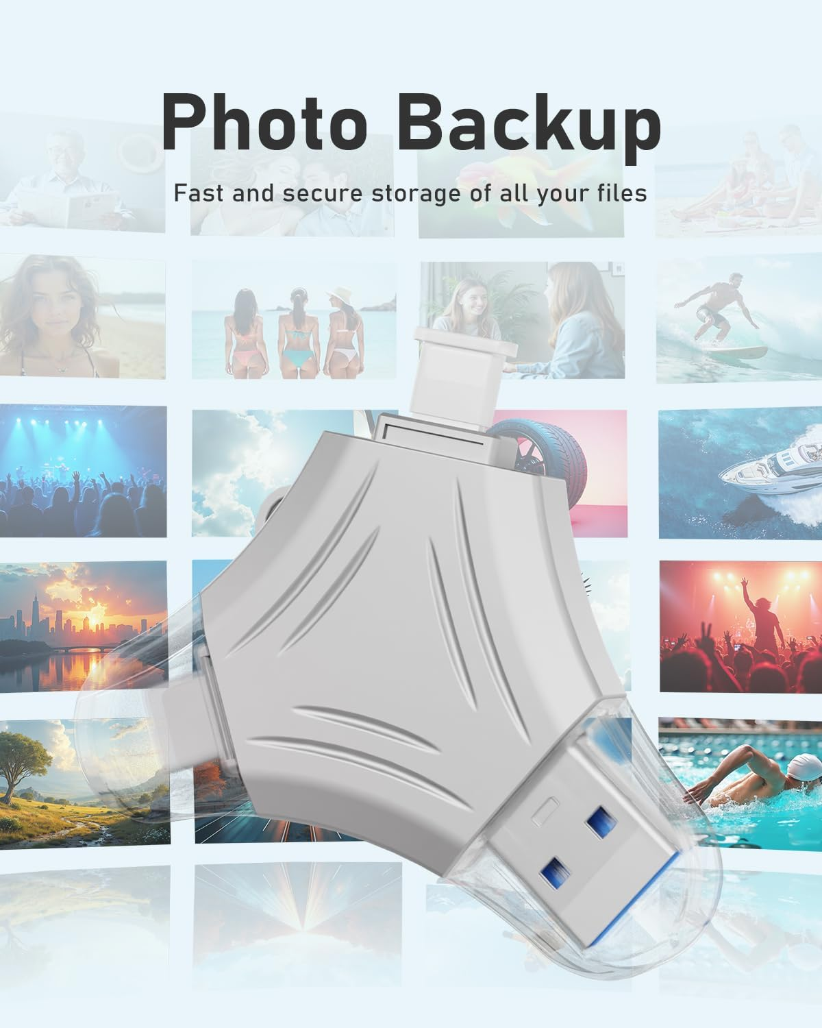 USB 3.0 Flash Drive for Phone 512Gb:3In1 External Memory Photo Keeper Storage Stick for Picture/Video/Data Saver/Backup High Speed Thumb/Jump/Hard Drive for Ipad/Android/Pc -Silver - Silver image number 5