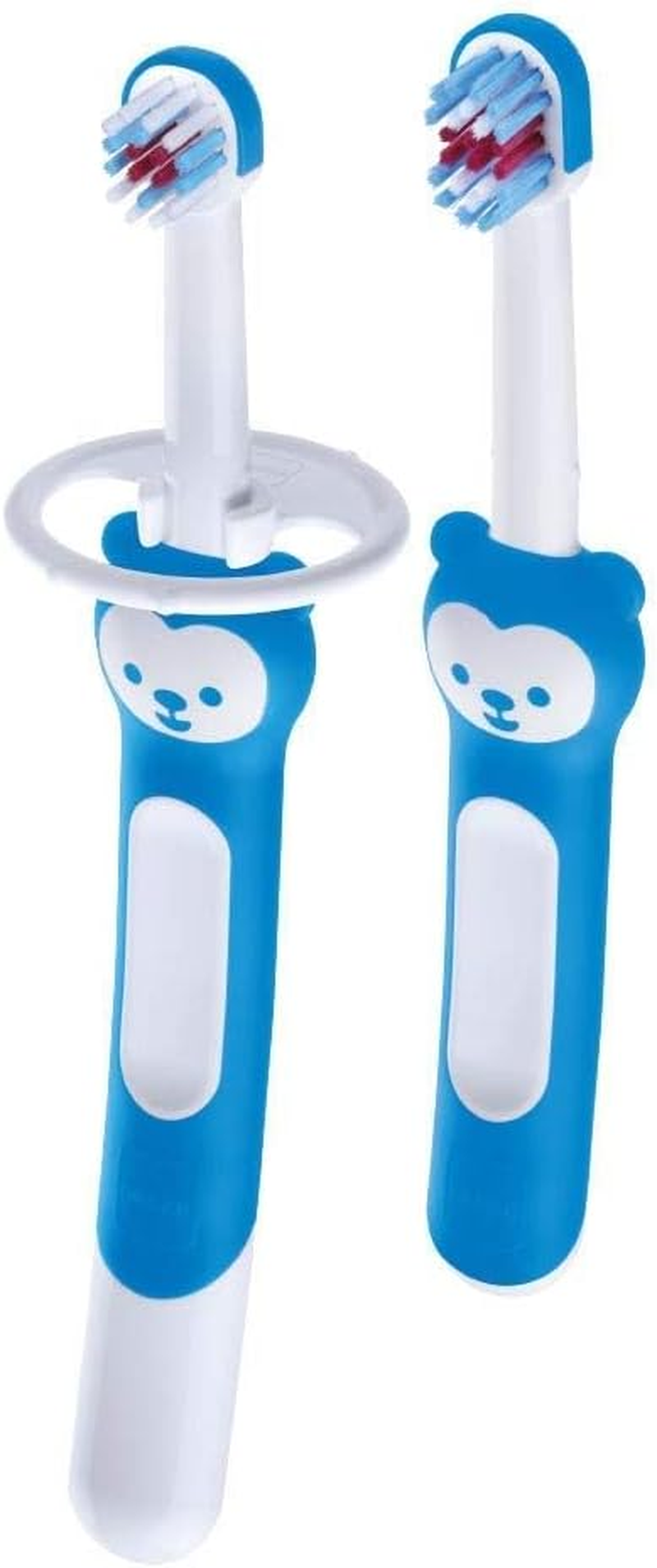 Mam Learn to Brush Kids Long Handle Toothbrush Set, 5 Months, Light Blue image number 3
