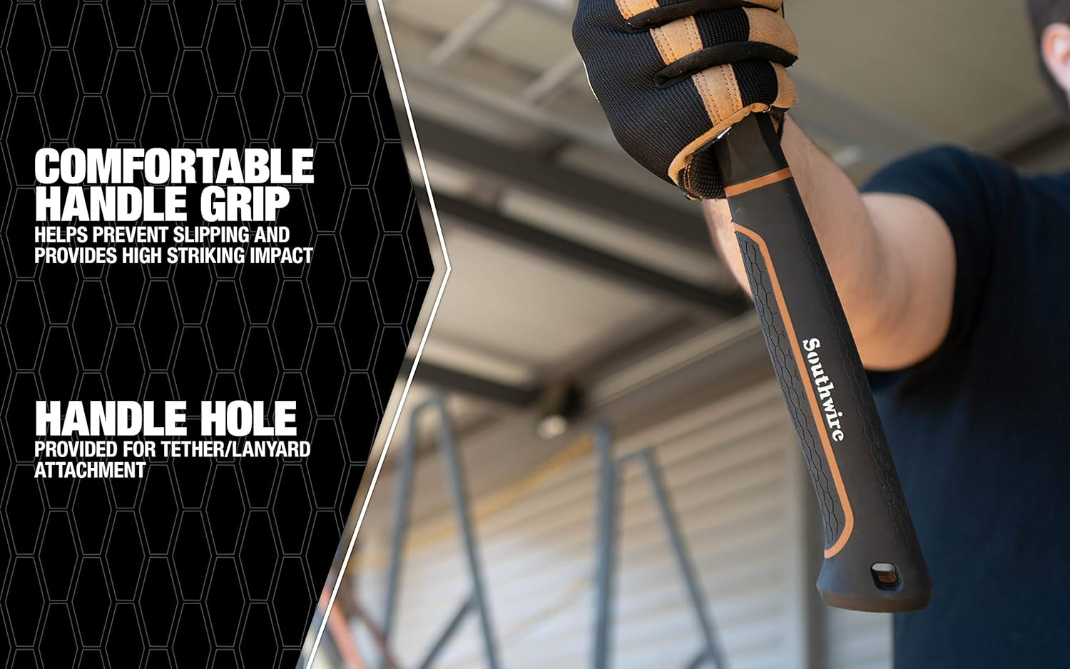 Southwire Bmeh-20 20 OZ. Heavy Duty Electrician'S Hammer; 20 Oz. Head with Smooth Face; Heavy Duty Drop Forged Steel Tether Hole for Safety; Lightweight Fiberglass Handle; 1.75 Lbs 65116840 image number 2