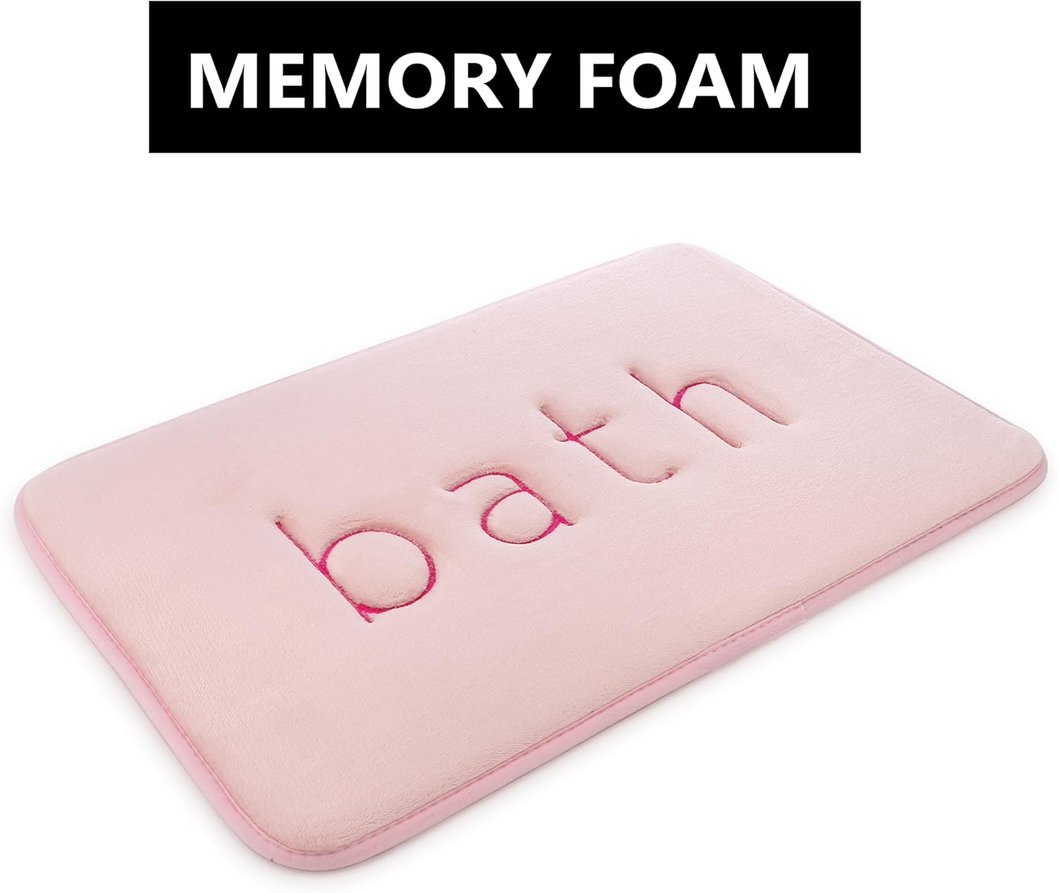 CARLA HOME Extra Thick Memory Foam & Super Comfort Bath Rug Mat, Non Slip Absorbent Super Cozy Velvet Bathroom Mat, Luxury Soft Carpet for Home Bathroom Shower (60 X 40 Cm) (Pink) image number 2