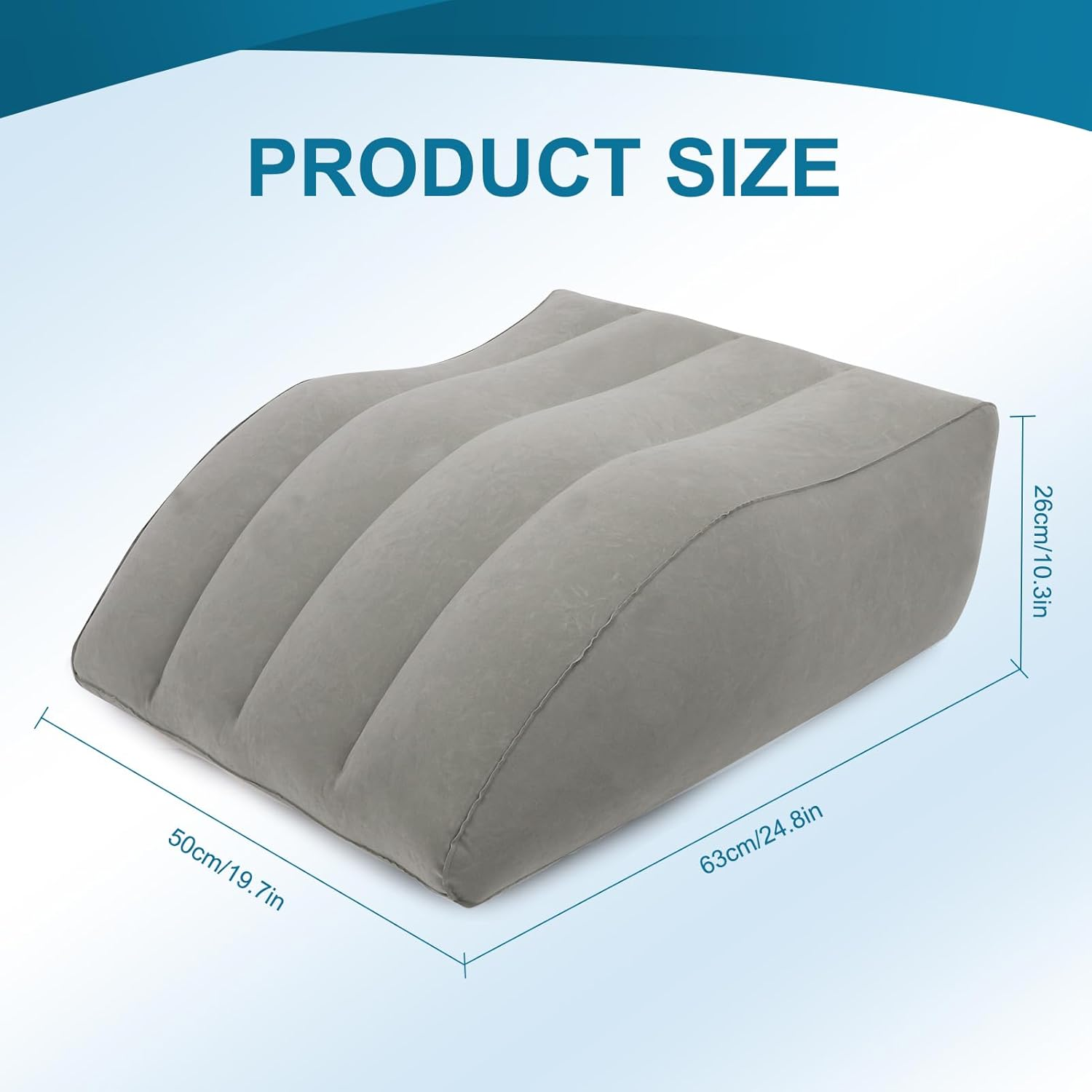 ZYODUOB Inflatable Leg Pillow, Wedge Pillow for Sleeping, Portable Wedge Pillow, Improve Circulataion and Reduce Swelling, for Sleeping, Recovery, Pregnant (Grey) - Grey image number 2