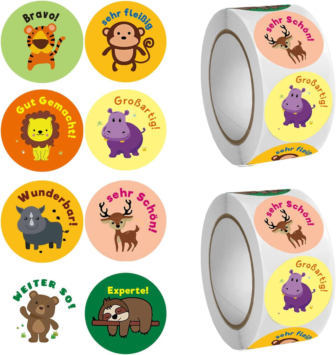 Motivational Stickers for Children, Pack of 1000 Self-Adhesive Animal Reward Stickers, Teacher Reward Stickers with Cute Animals, Praise Praise Stickers for School, Classroom, Rounds image number 2