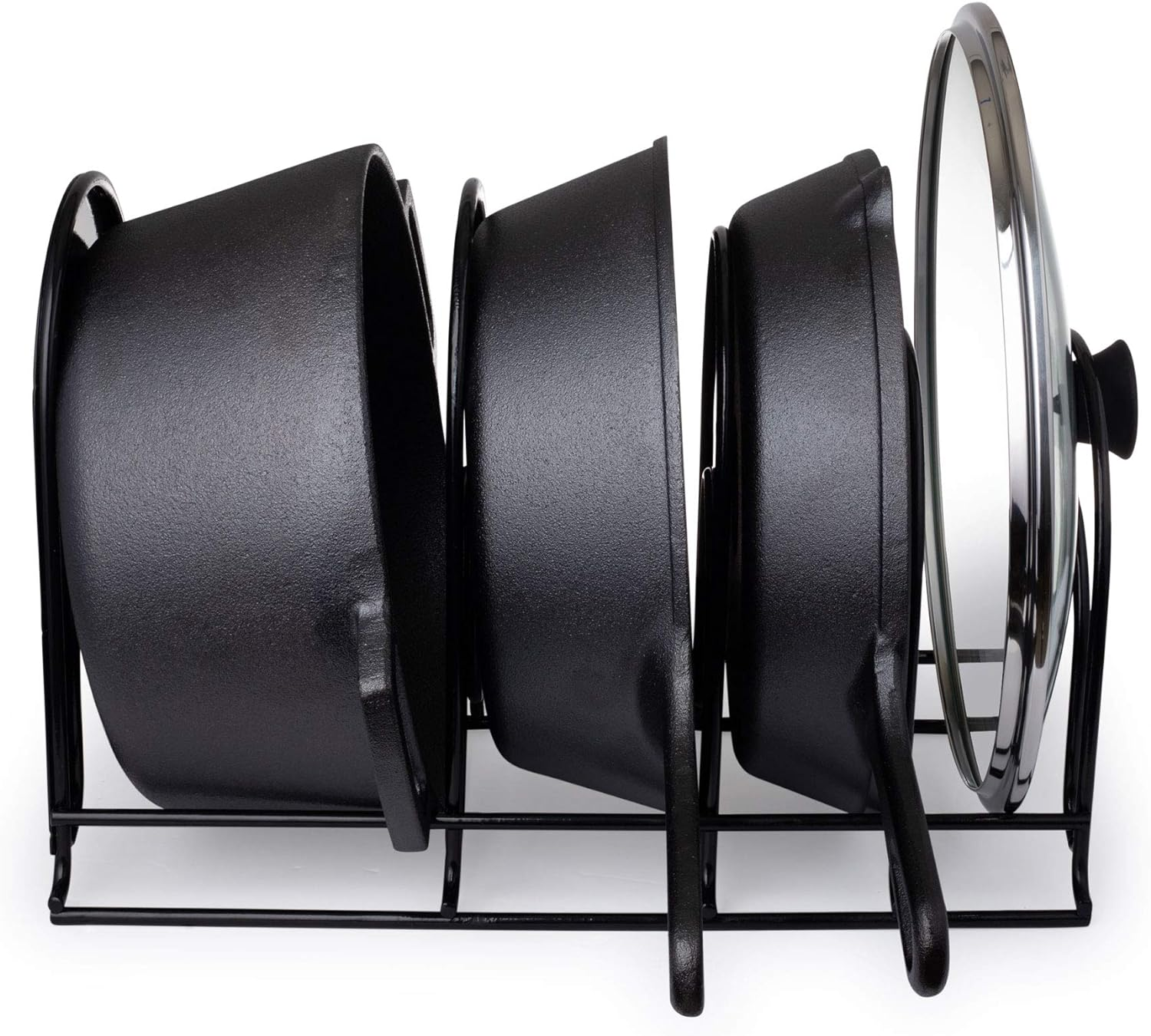 Heavy Duty Pan Organizer, Extra Large 5 Tier Rack - Holds a Dutch Oven - Durable Steel Construction - Space Saving Kitchen Storage - No Assembly Required - Black. 15-Inch image number 3