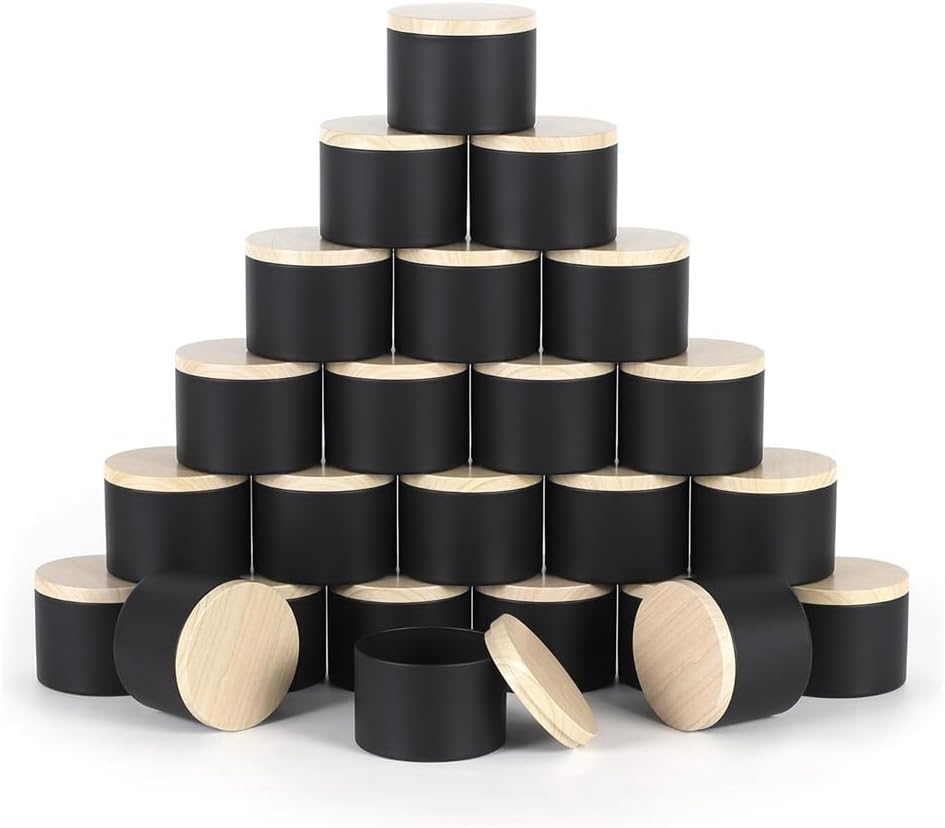 Veumoie 24 Pack 4 Oz Black Candle Tins with Lids, 4Oz Candle Jars for Making Candles Bulk Easy Install Easy to Use image number 5