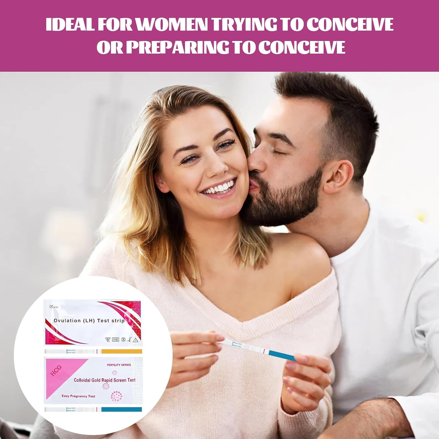 Pregnancy Test Strips, Ovulation Test Strips Kit, Ovulation Strips, 30 LH + 20 HCG, Ovulation Tracker Predictor Kit for Women, Accurately and High Sensitivity Result Ovulation Home Test Strips image number 2