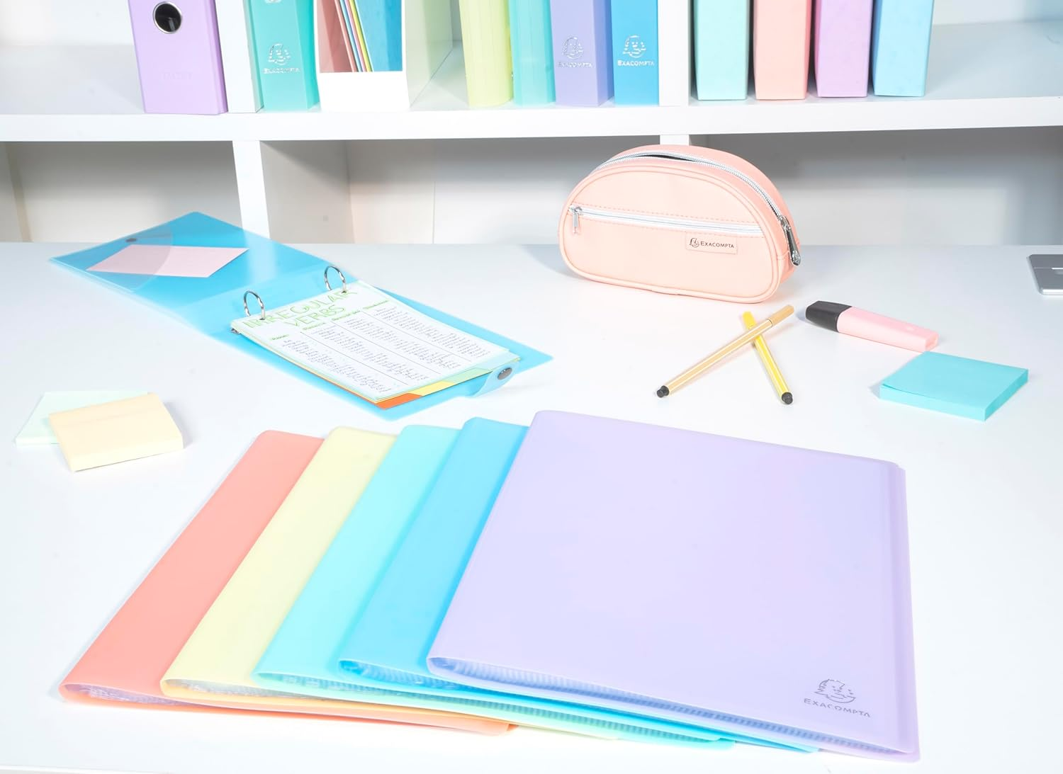 Exacompta - Ref 88270E - Pack of 5 Chromaline Pastel Document Folders - 20 Crystal Wallets - 40 Pages - for A4 - Dimensions: 24 X 32 Cm - Recycled Polypropylene Cover Translucent - 5 Different image number 2