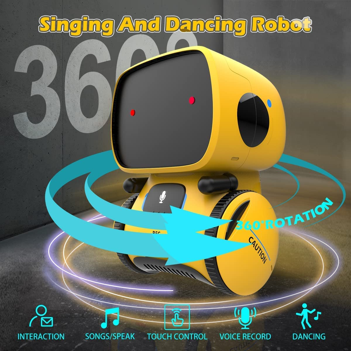 REMOKING Robot Toy for Kids,Stem Educational Robotics,Dance,Sing,Speak,Walk in Circle,Touch Sense,Voice Control, Your Children Fun Partners,Gift Toys for 3 4 5 6 7 Year Old Boys Girls (Yellow) image number 1