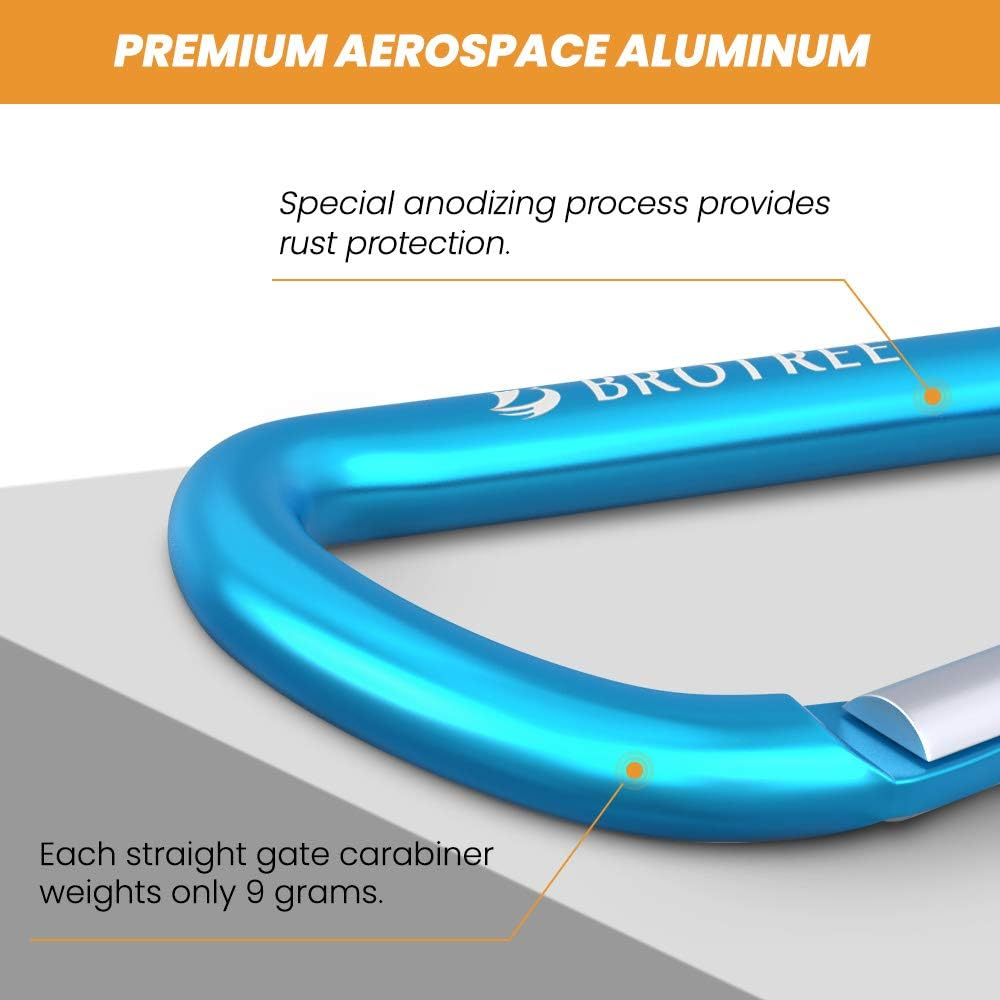 Brotree Small Carabiner Clips Mini Locking Carabiner - 6Cm Aluminum D-Ring image number 6