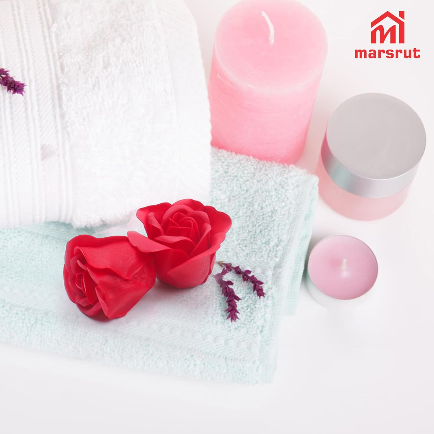 Marsrut 81Pcs Bath Soap Rose Flower,Scented Soap Rose Petals Body Soap for Valentine'S Day, Wedding, Anniversary, Birthday, for Her Red image number 1