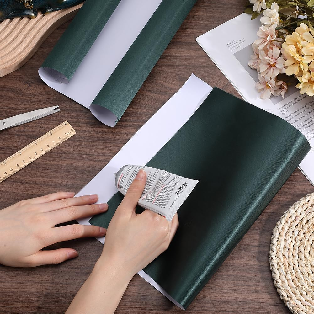 CRASPIRE Book Cloth for Book Binding Silk Dark Green 43.3 X 16.53 A3-A8 Fabric Surface Paper Backed Bookcover Book Covering Protector Bookbinding Supplies for Books Album DIY Scrapbooking image number 3