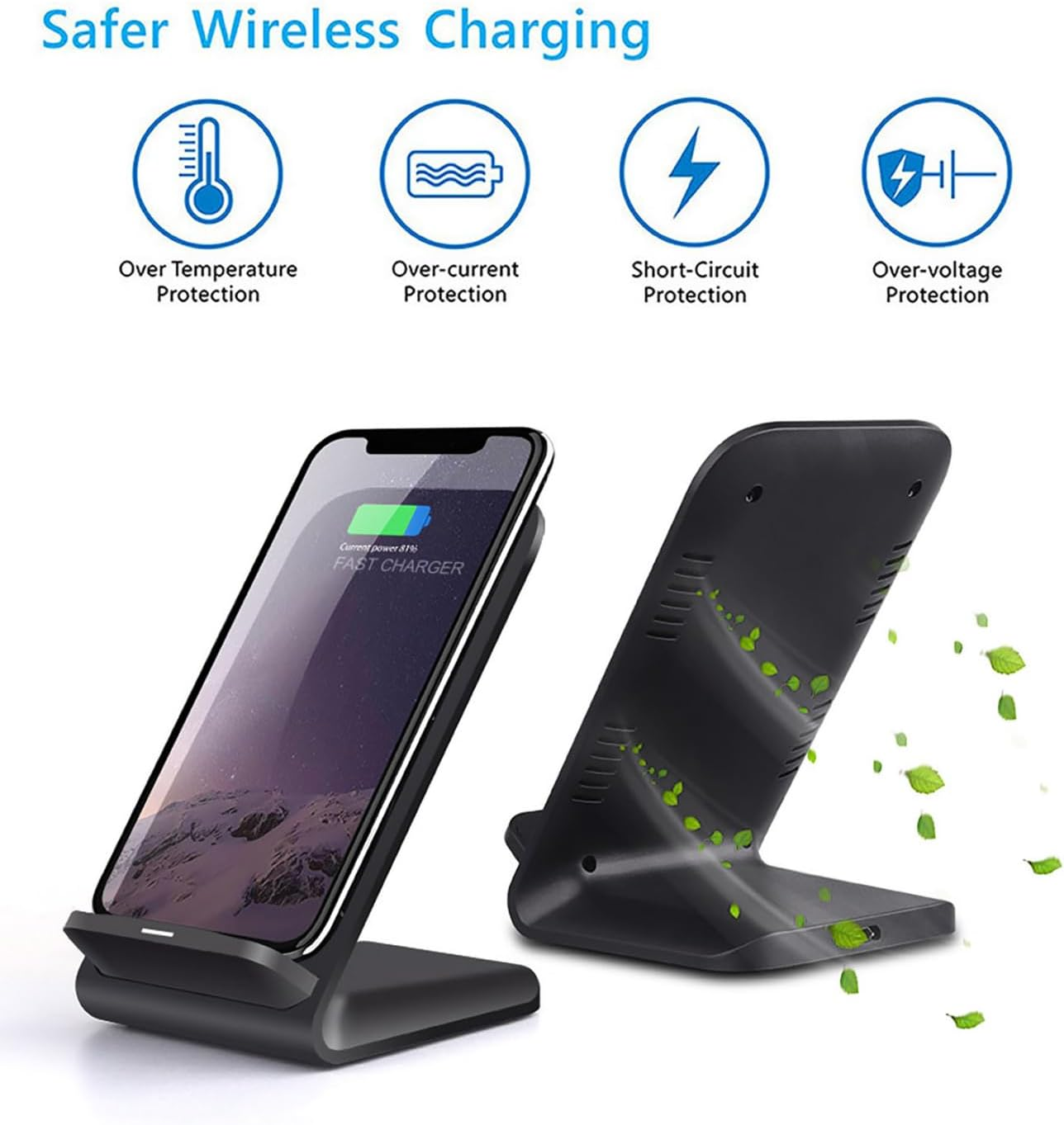2 Pack 20W Wireless Charger Stand for Samsung, Fast Wireless Charging Stand for Apple Iphone, for Samsung Galaxy S22/S21/S20, for Google Pixel, for LG and All Qi-Enabled Devices(Black-01) image number 5