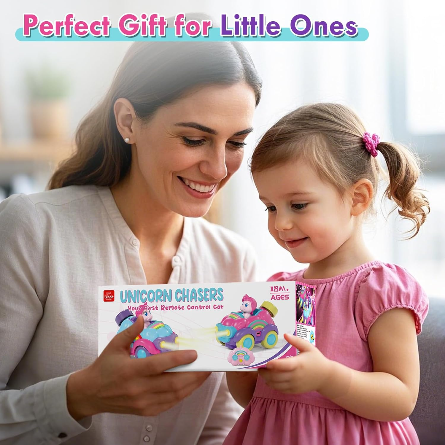 Remote Control Car Unicorn Toys for Girls, Pink RC Cars with Cute Cool LED Lights & Music, 2.4Ghz Girls Toys Car USB Direct Charging Unicorn RC Cars Easter Birthday Gifts for Kids Girl 3+ Year Old image number 1