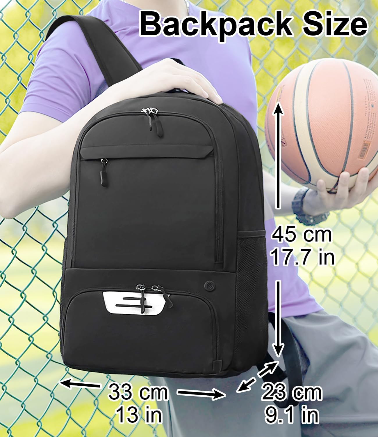 Soccer Backpack, Basketball Backpack Sports Bag, Waterproof Backpack with Separate Ball Holder Shoe Compartment, Sports Equipment Bag for Basketball Volleyball Gym Outdoor, Basketball Gifts