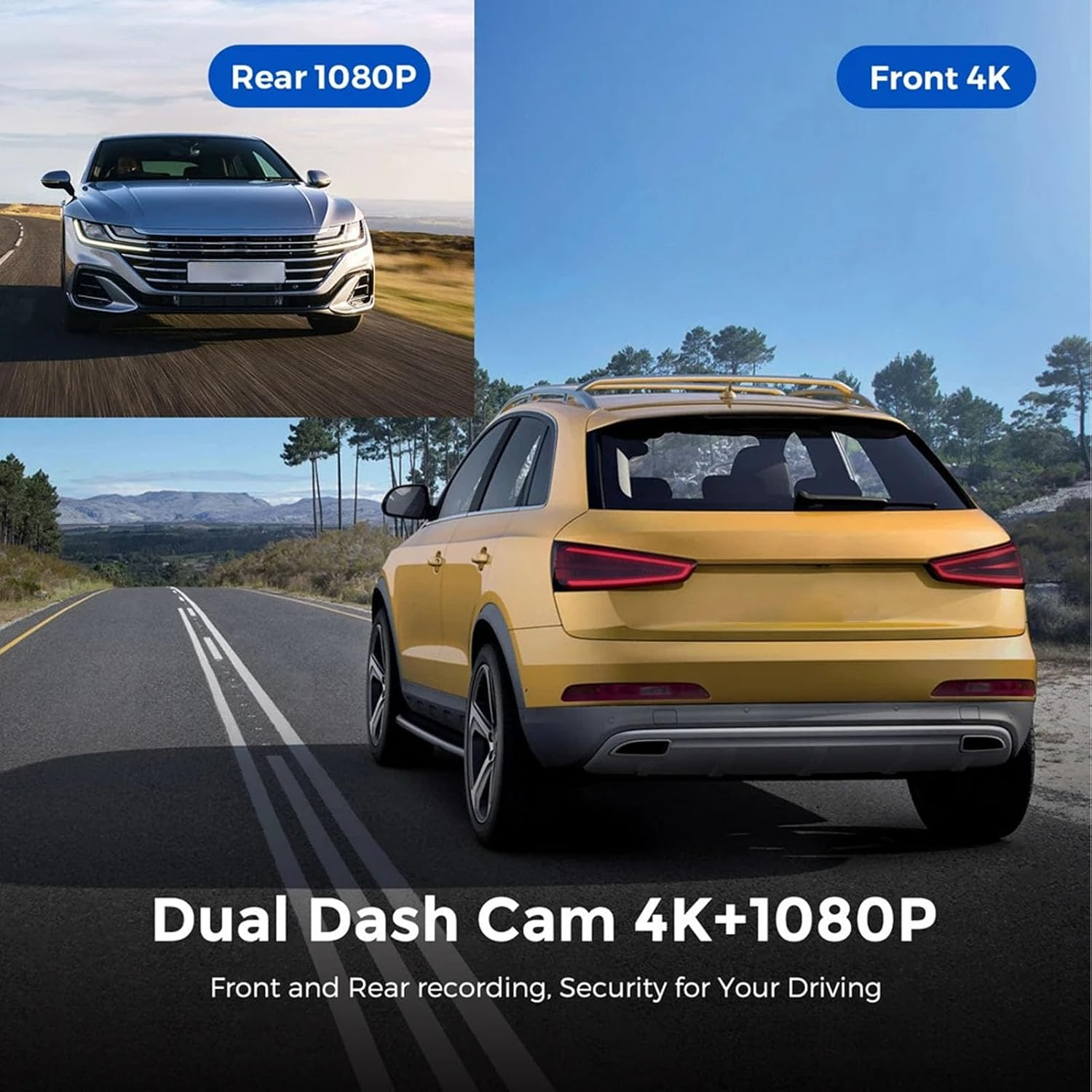 Dash Cam, 4K+1080P Dashcam Front and Rear Cameras, Dash Camera for Cars, G Sensor, 24H Parking, Built-In Wi-Fi, Night Vision image number 6