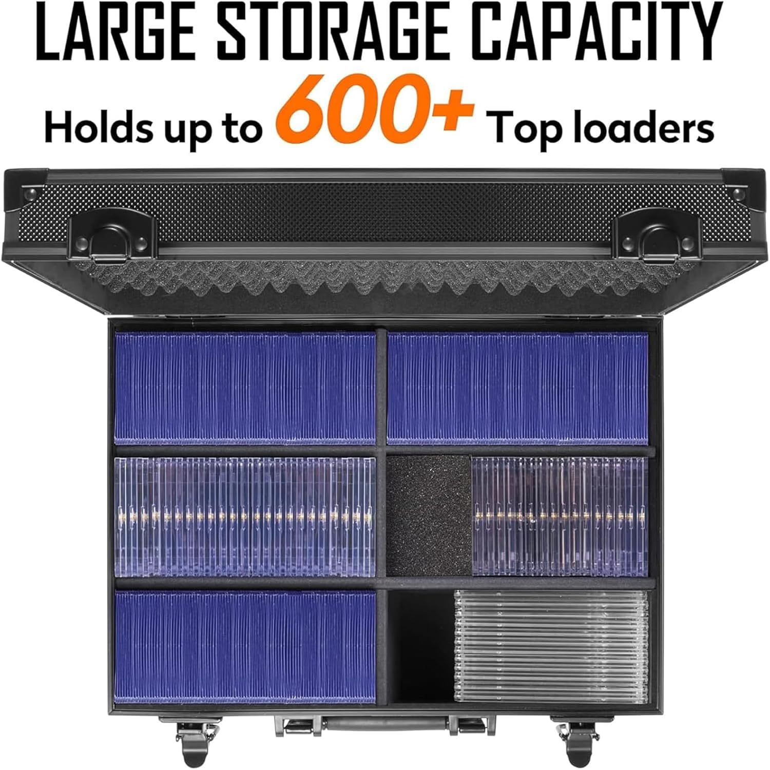 Toploader Storage Box for 3" X 4" 35Pt Rigid Card, Trading and Sports Card Hard Case Holds 600+ Toploaders, 38 * 27 * 14Cm Black image number 2