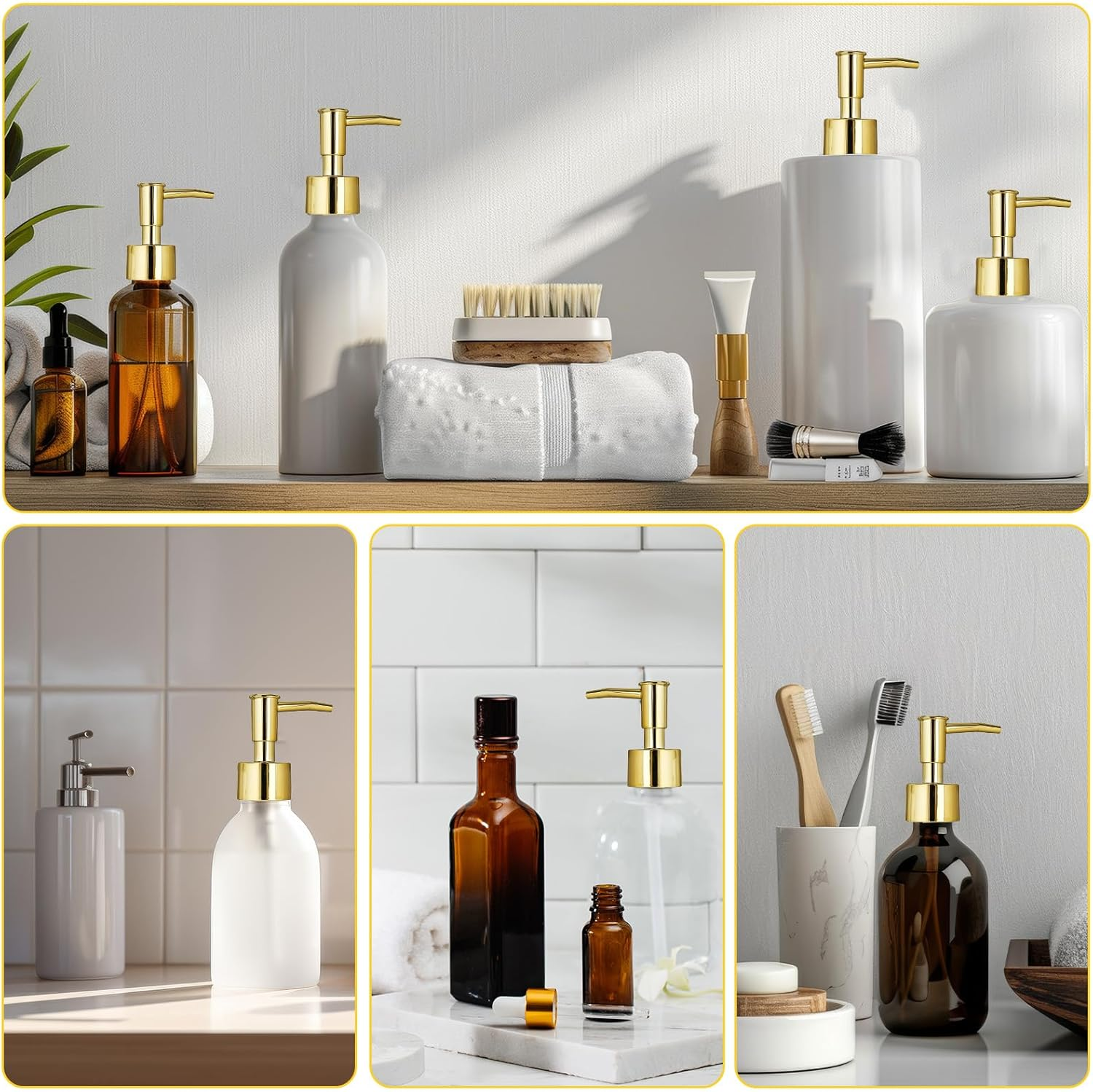 2Pack Gold Soap Dispenser Pump Replacement Top Dispenser Pumps Refill Dispenser Hand Soap Dispenser Soap Pump Replacement for Lotion Regular Glass Mouth Bottles - Black image number 5