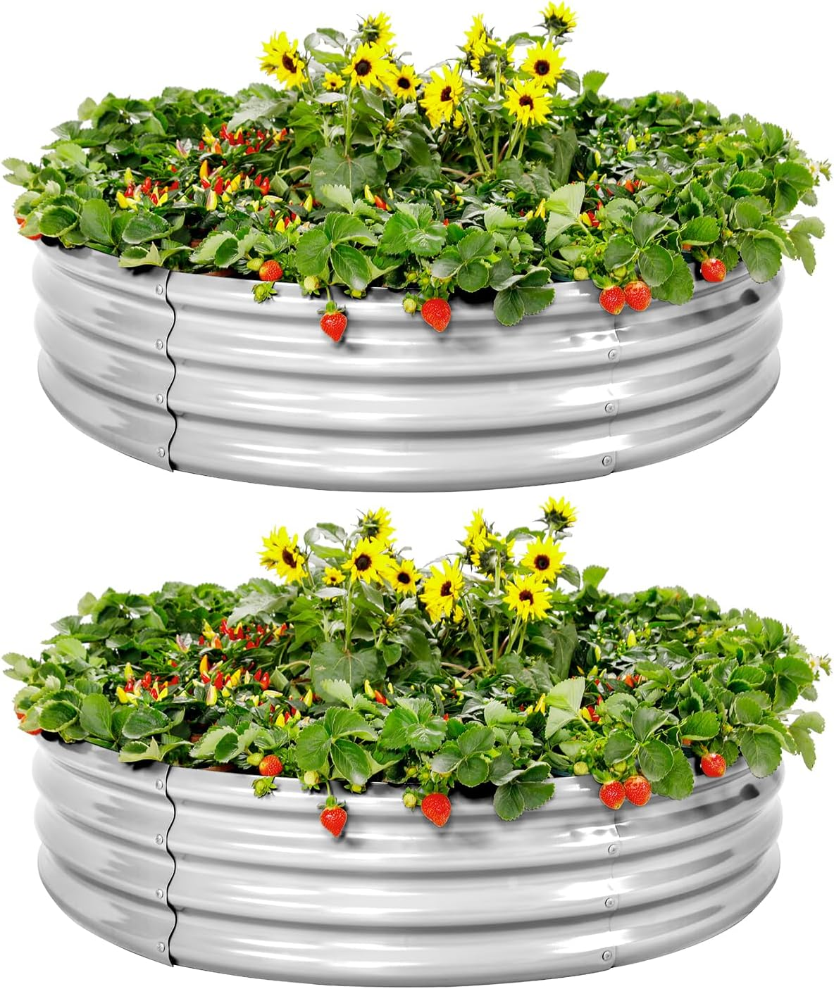 Land Guard Galvanized Raised Garden Bed Kit, round Large Metal Galvanized Planter Raised Garden Boxes Outdoor&hellip; image number 4