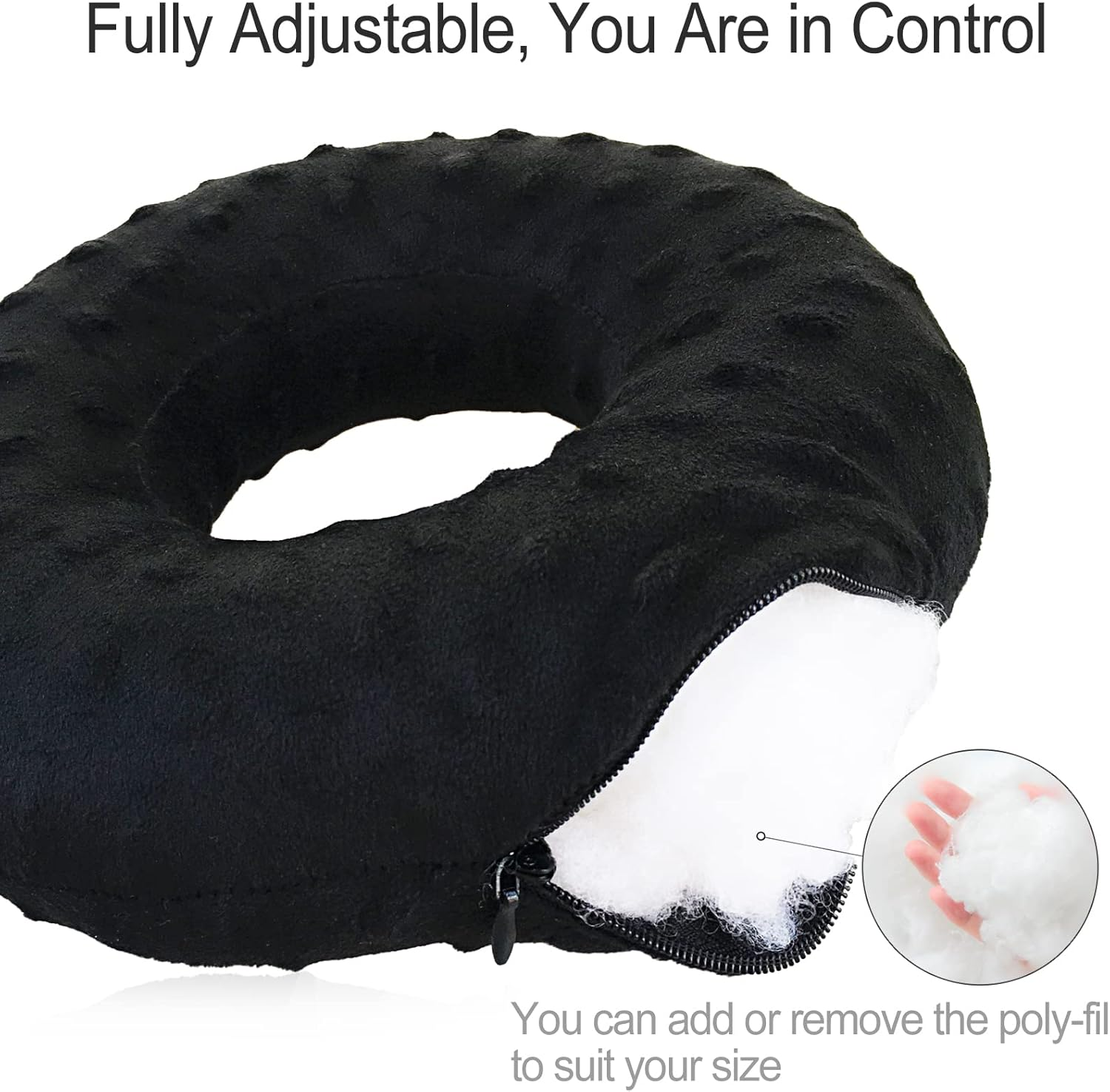 Piercing Pillow Ear Pillows Donut with Hole for Ear Pain CNH, Pain Relief Sleeping, Pressure Sore, Side Sleepers, Headphones Minky Dot Black image number 6