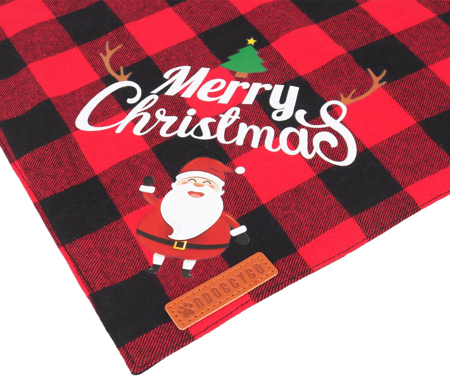 ADOGGYGO 2 Pack Dog Bandana Christmas Classic Plaid Pet Scarf Triangle Bibs Kerchief Merry Christmas Santa Snowman Print Pet Bandana for Medium Large Dogs Pets (Christmas-1, Large) - Red image number 5