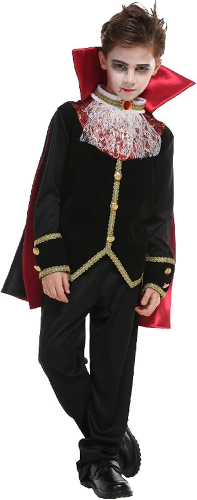 Boys Vampire Costume Scary Kids Halloween Vampire Gothic Cape Royal Outfit Spooky Boy Dress up Costume