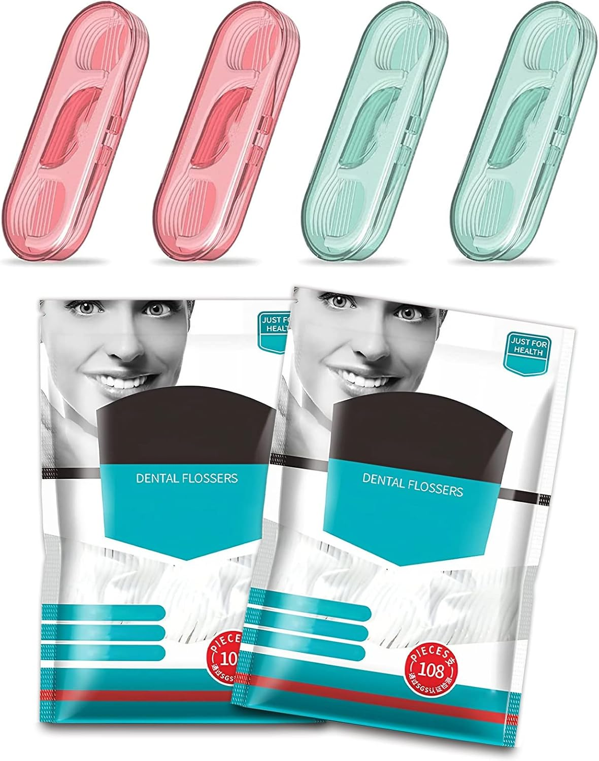 AOCEAN Dental Floss Picks - Travel Floss with Toothpicks - Professional Threader Flossers with 4 Storage Cases - Ideal for Family Hotel and High-Toughness Travel (40Pcs)