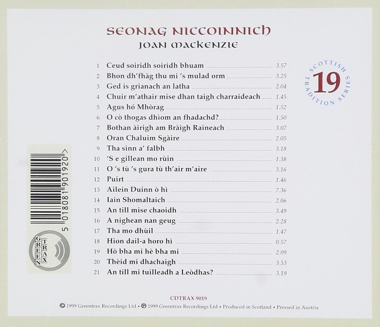 Scottish Tradition 19: Seonag Niccinnich (Joan Mackenzie)