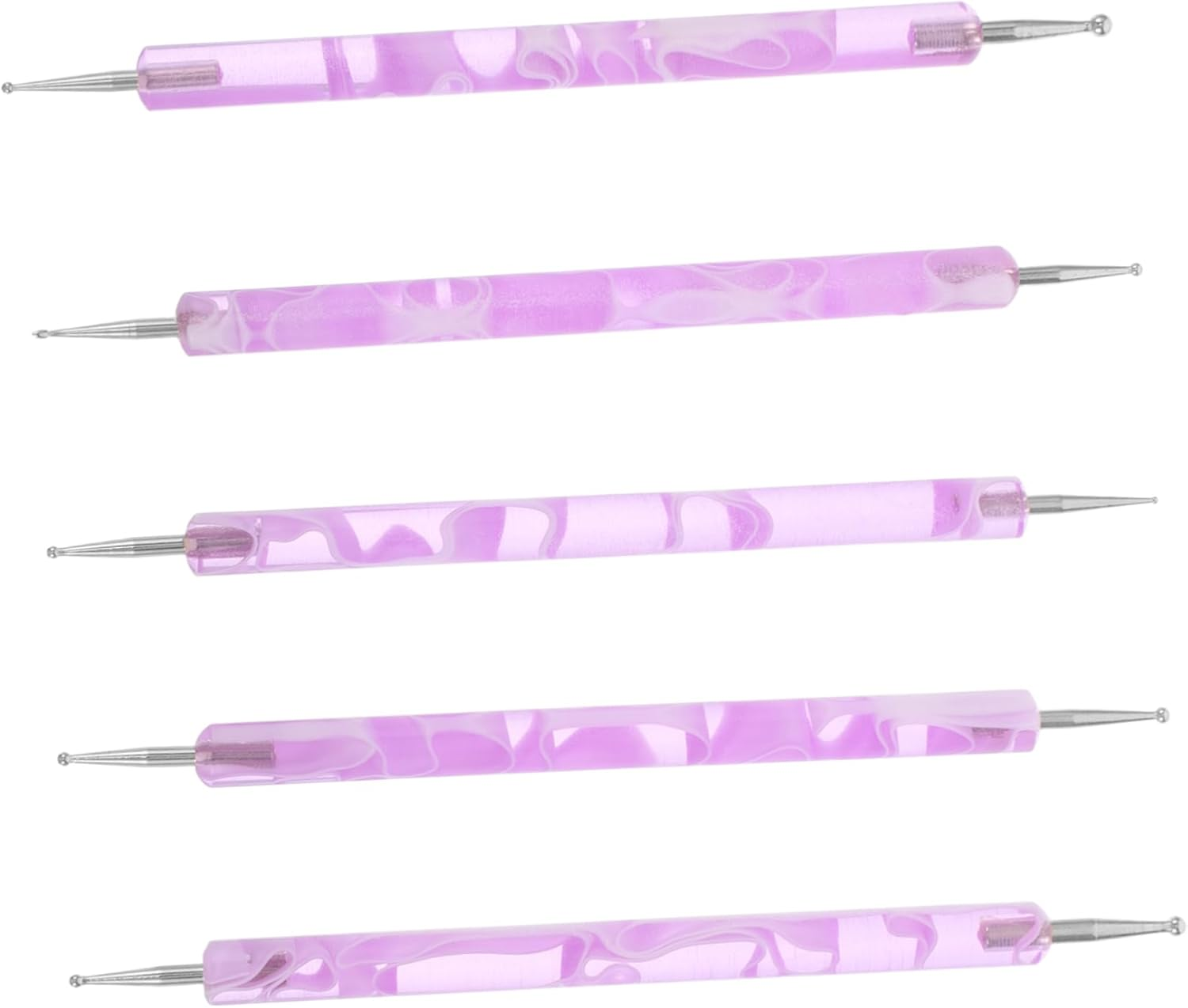 Beatifufu 5Pcs Double-Ended Dotting Tool Nail Art Design Embossing Pens for Decoration Shiny Finish Complete Kit for Creative Nail Studio