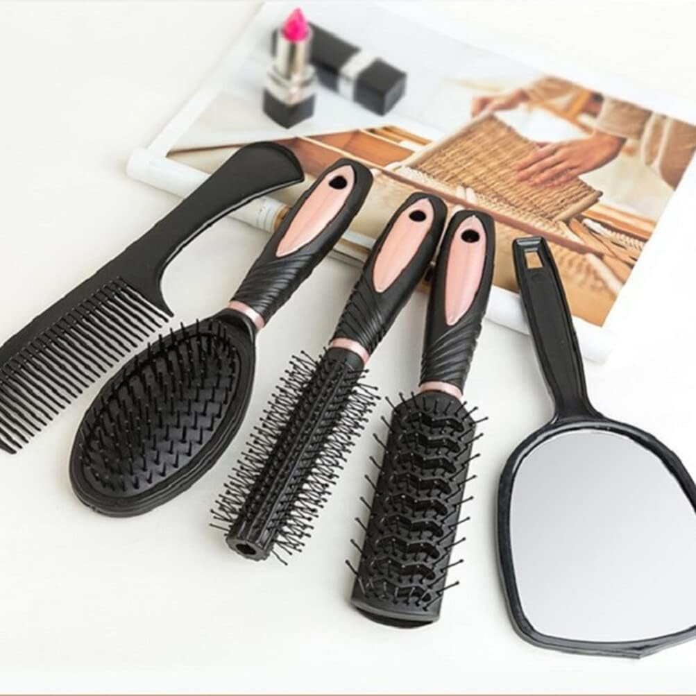 5 Piece Mirror Hair Comb Set with 5 Hair Brushes for Women Styling Comb Hair Styling Tools Professional Hairdressing Salon Hair Comb and Mirror Kits Haircut Comb Set Brush for Curly Hair Major image number 1