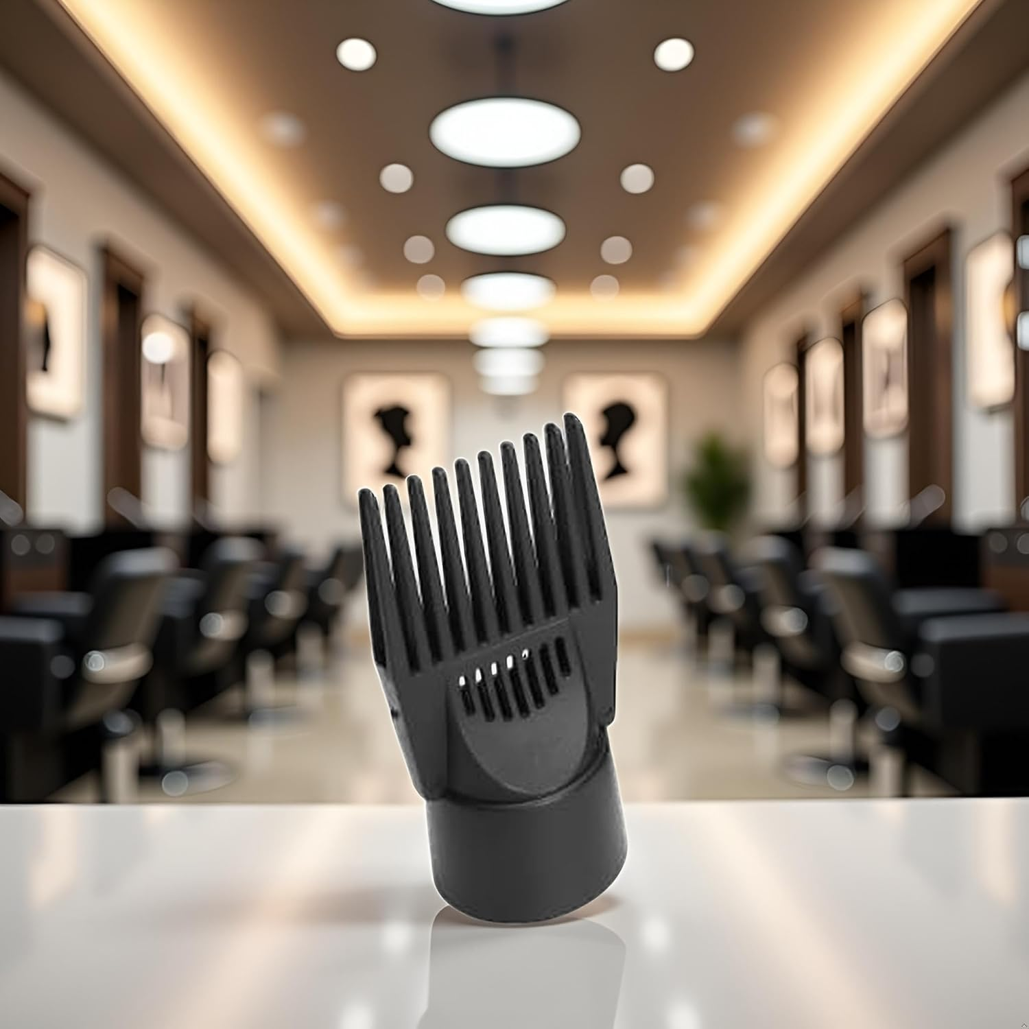 1Pc Black Universal Hair Dryer Comb Attachment for Straightening and Detangling - Nozzle Plastic Hairdressing Salon Blow Comb for Curly, Natural Hair - Styling Tools and Appliances image number 2