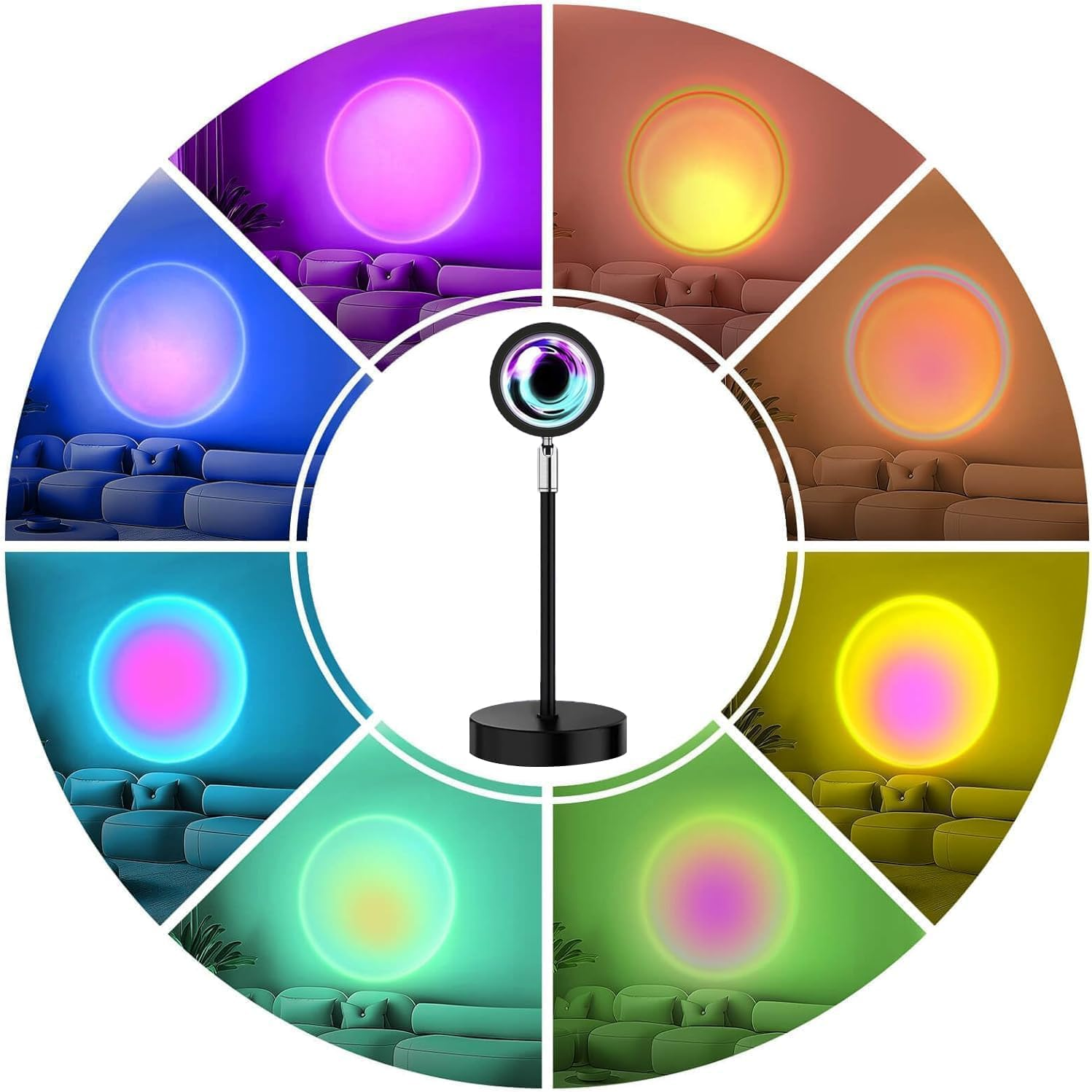 Sunset Lamp,Led Sunset Light,16 Colors Changing APP Control Sunset Lamp Projector,Sunlight Lamp Rainbow Night Light Projector for Room Photography Party (16 Color APP) - 16 Color App image number 6