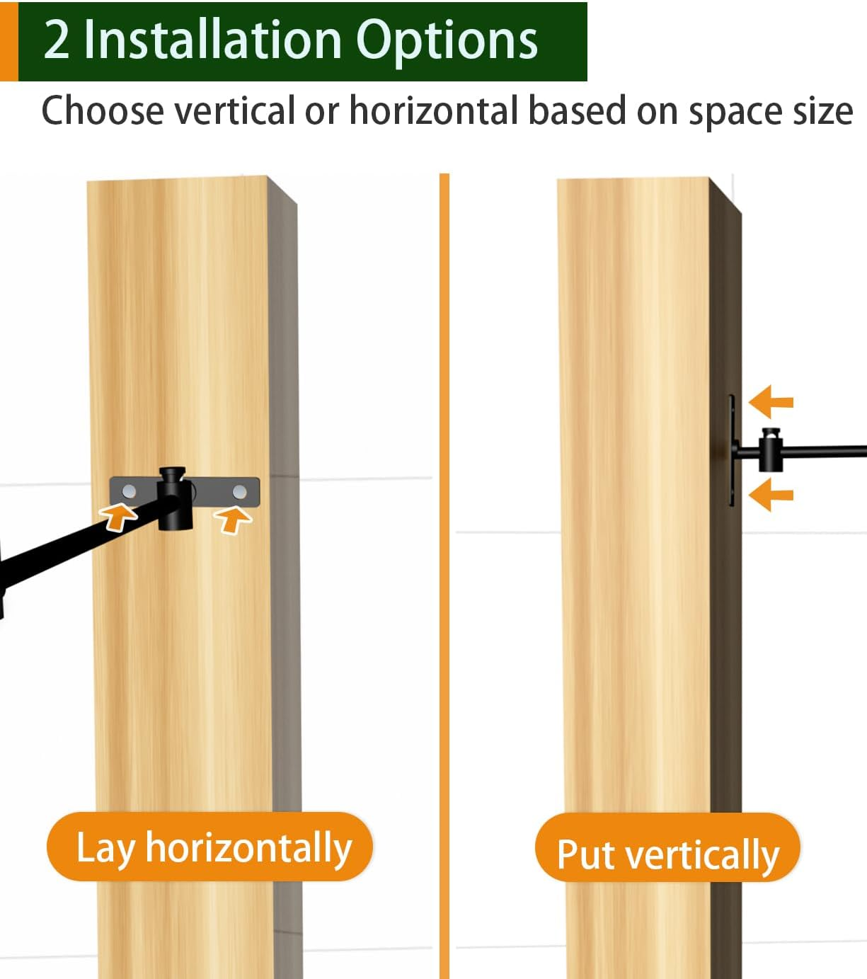 Balie Space Wall Garden Yard Flag Stand Pole for 12 X 18 Sign Decoration, Heavy-Duty Metal Solid Wall Bracket Mounted Mailbox Banner Holder Scroll Hanger for Holiday D&eacute;cor, Black, 2Pack image number 3