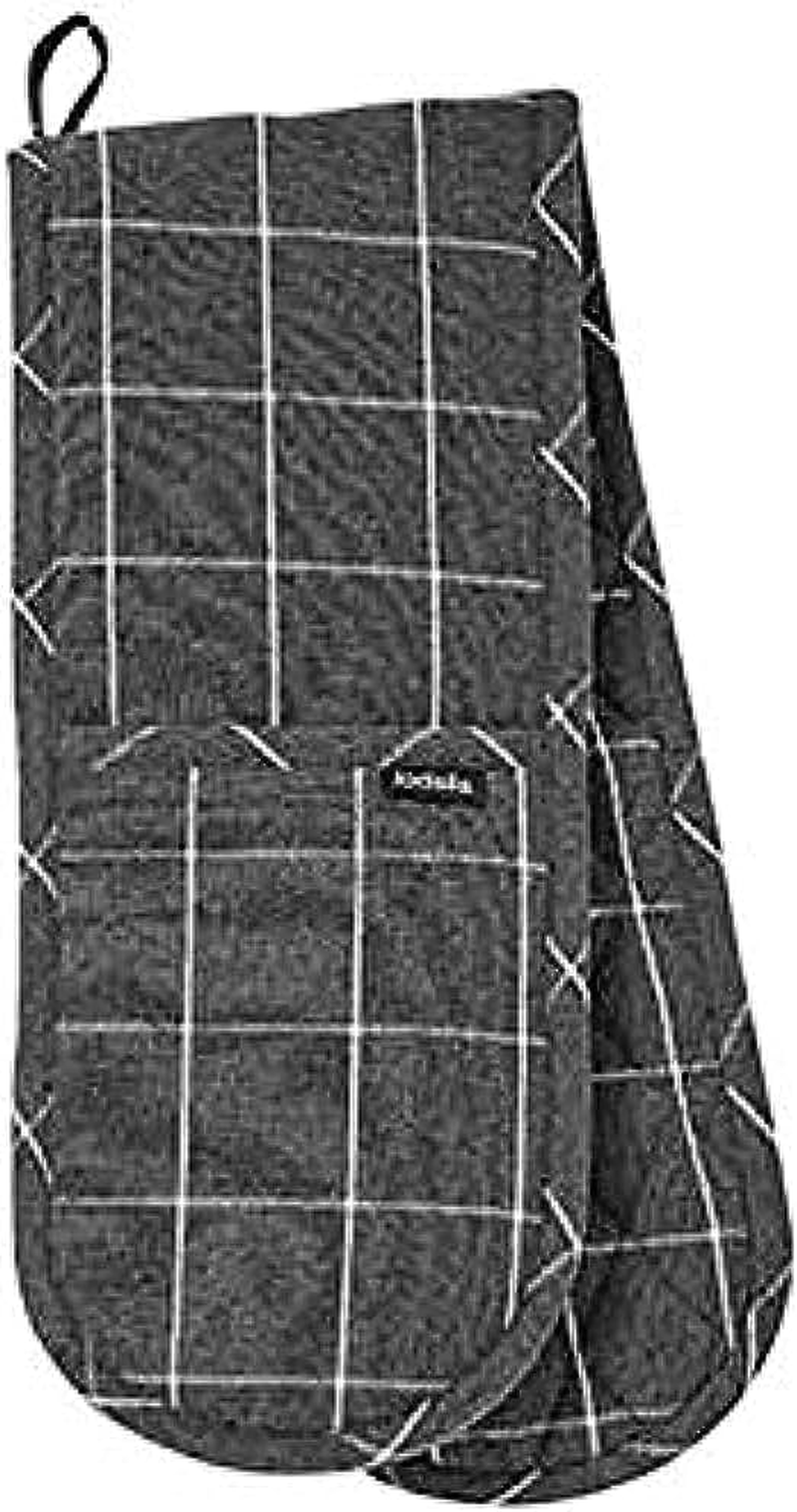 Ladelle Eco Check Double Oven Mitt, Charcoal